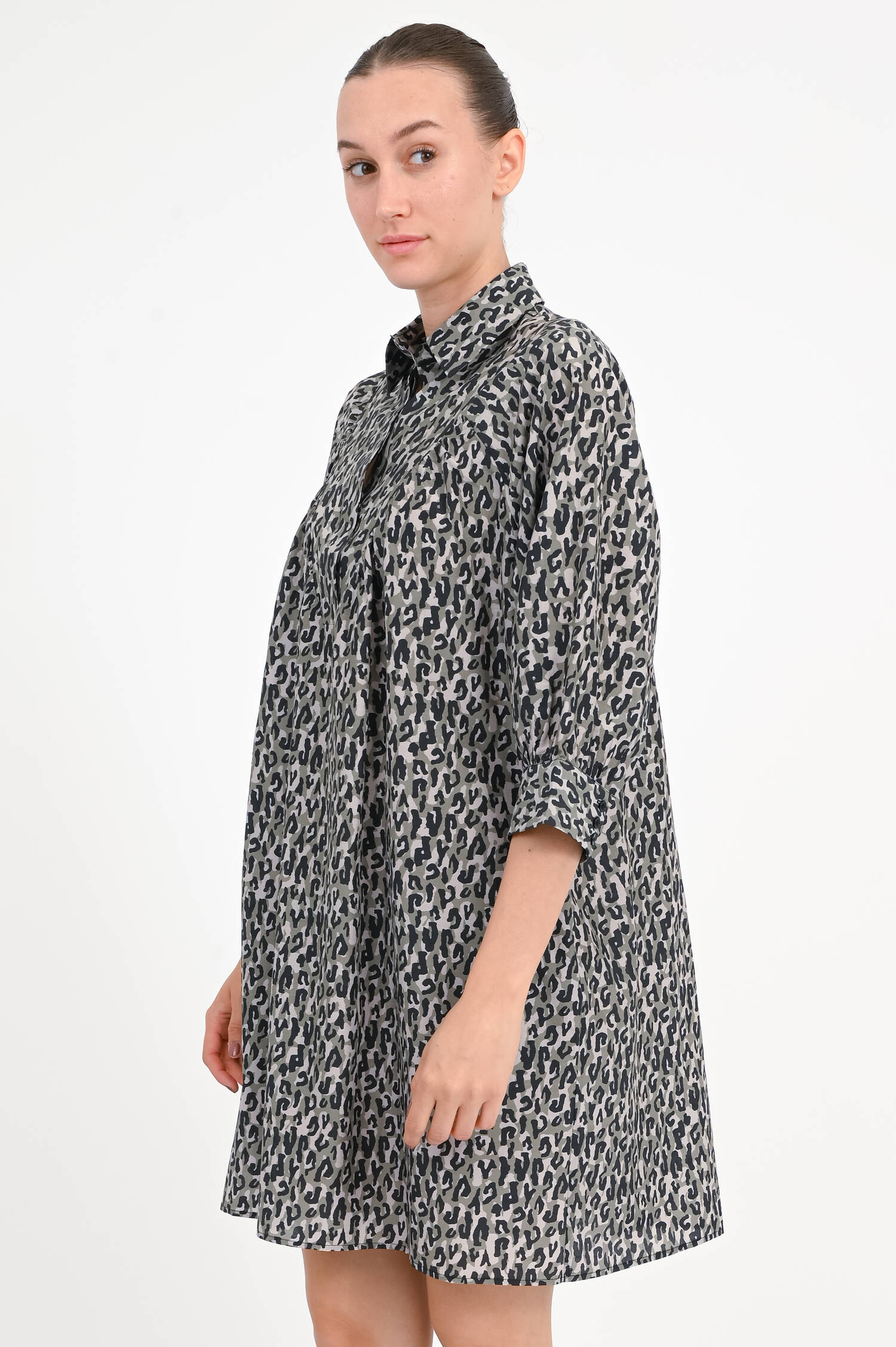  Kleid CHEYANNA mit Leo-Muster in Khaki