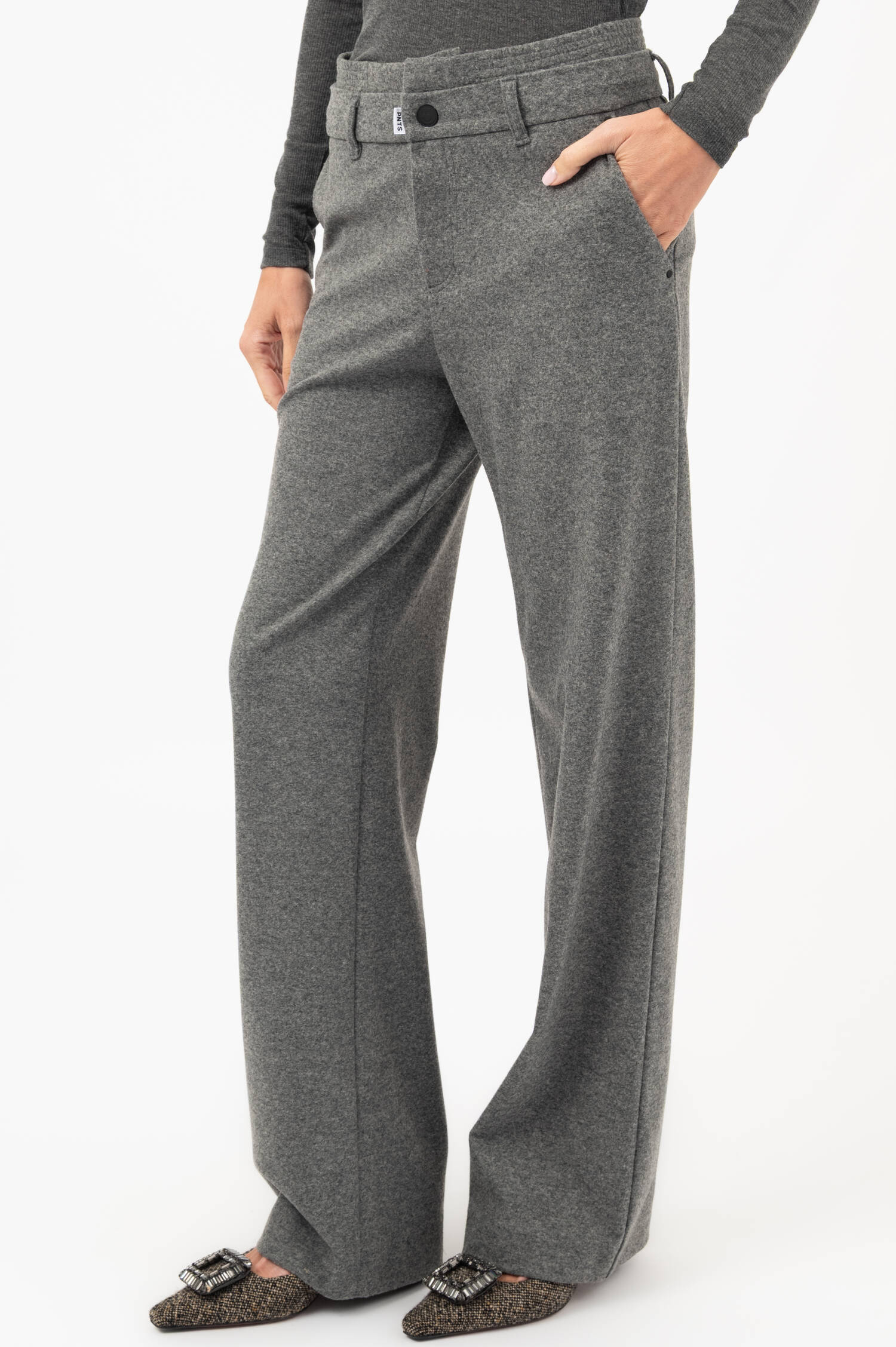 High-Waist-Hose THE SUPER B in Grau meliert