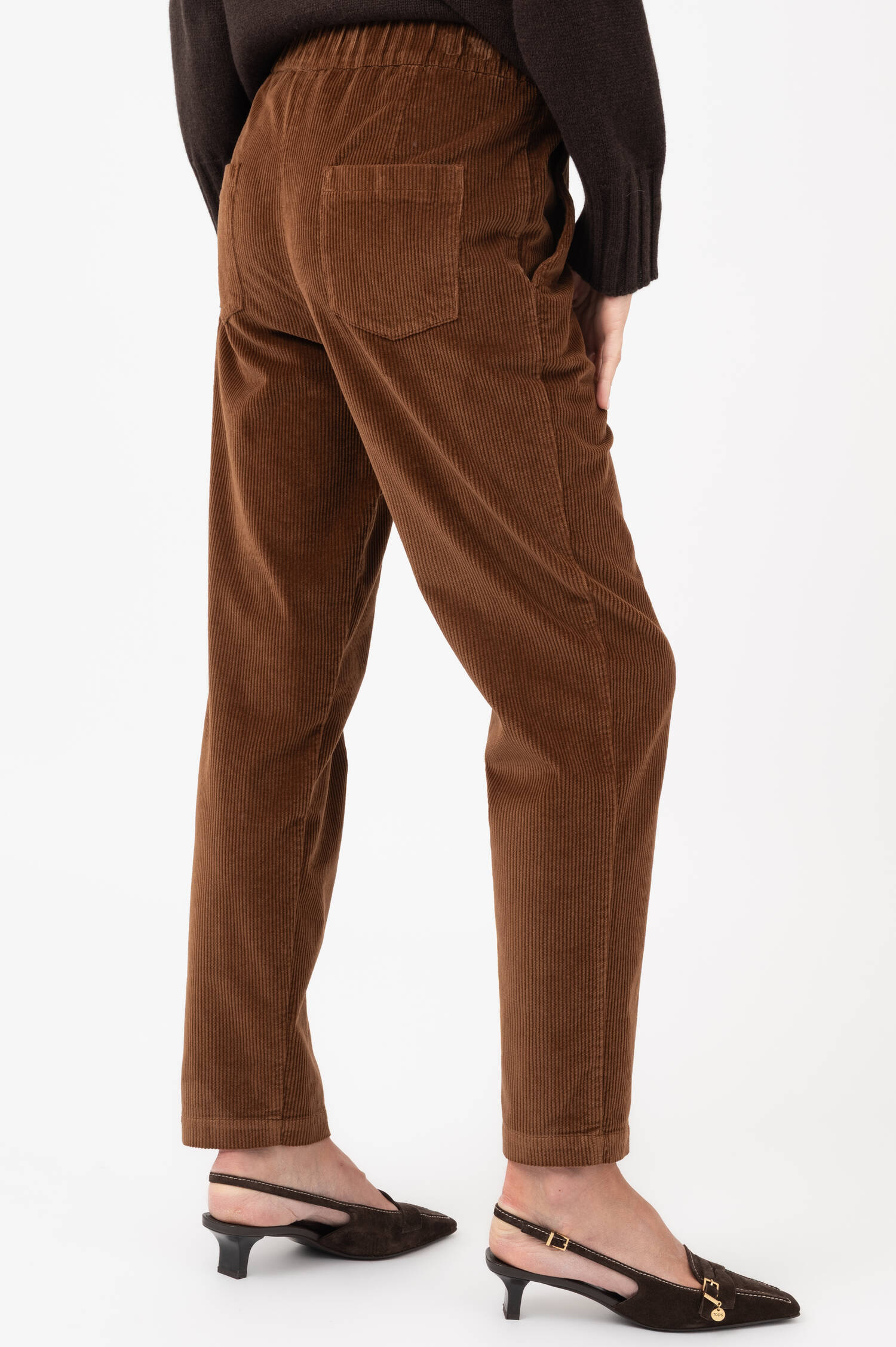 Cordschlupfhose in Braun