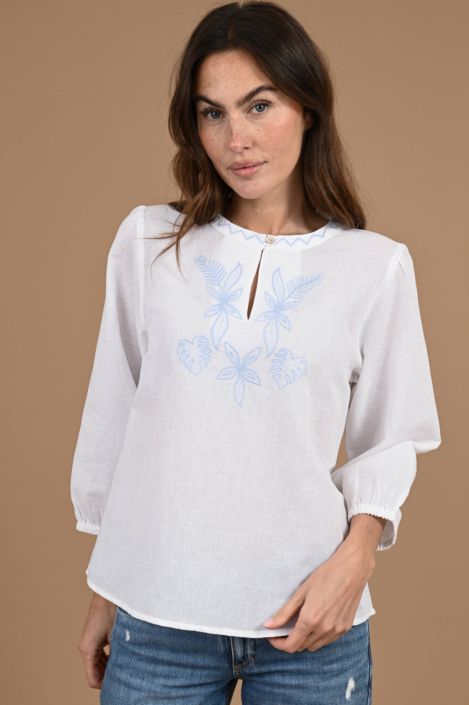 Bluse RIO in Weiß/Blau