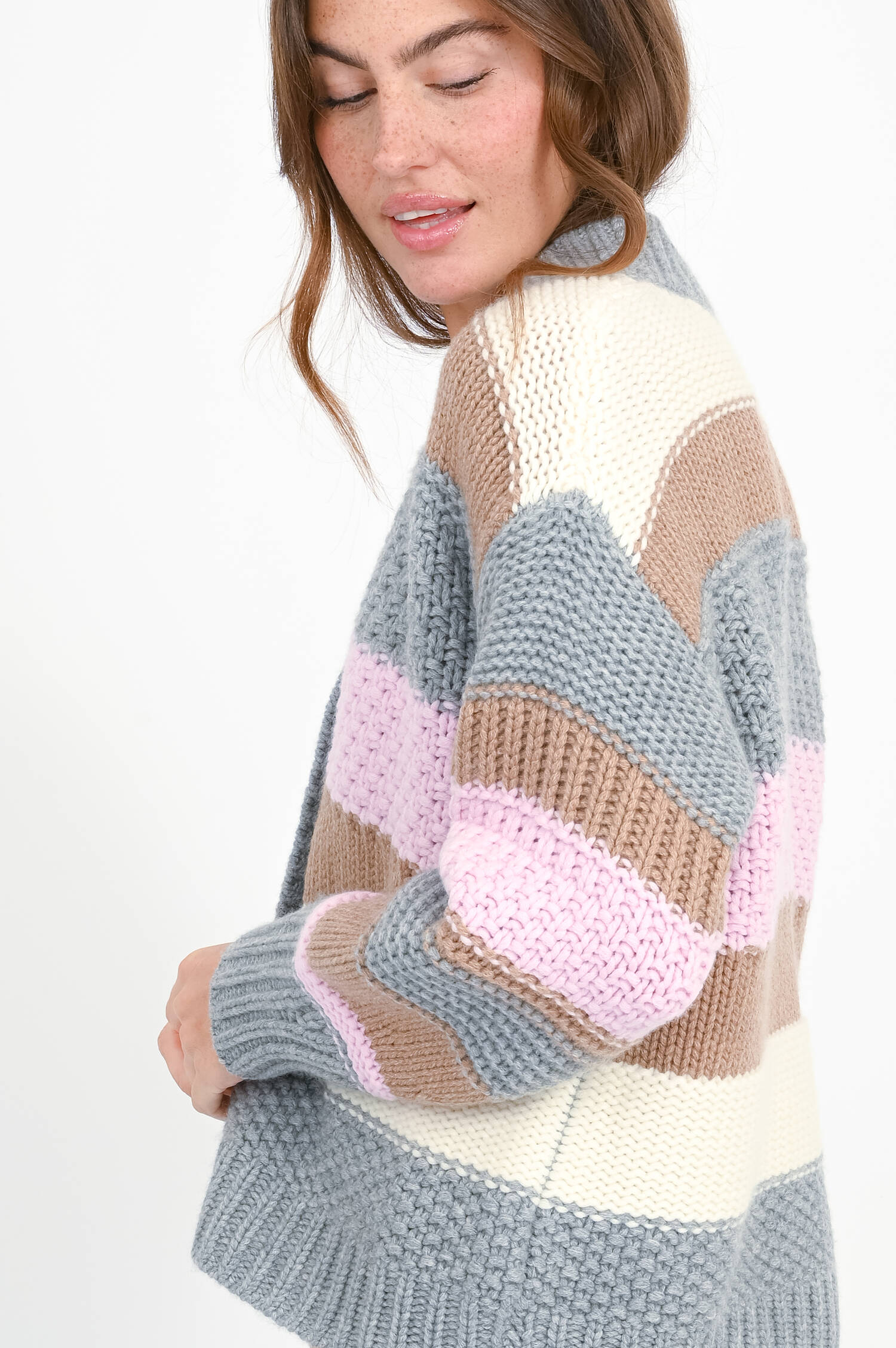 Strickjacke aus Woll-Cashmere-Mix in Candy Stripe
