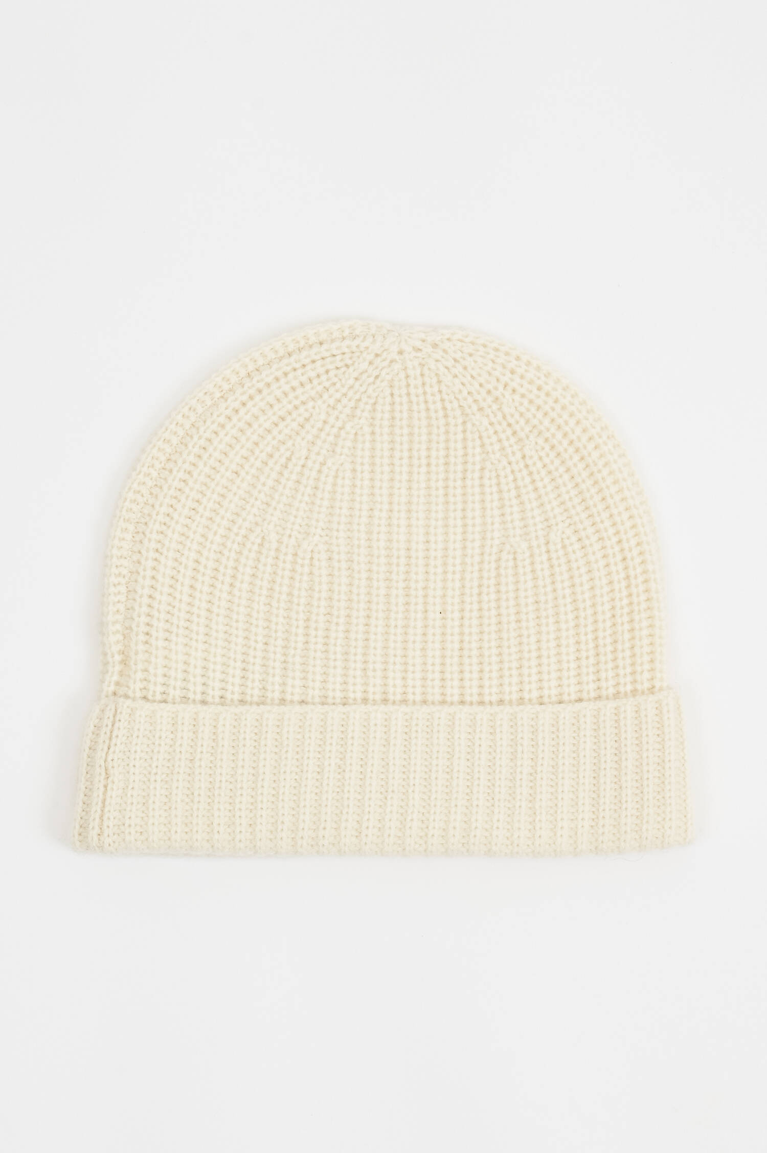 Rippstrickmütze aus Cashmere in Creme