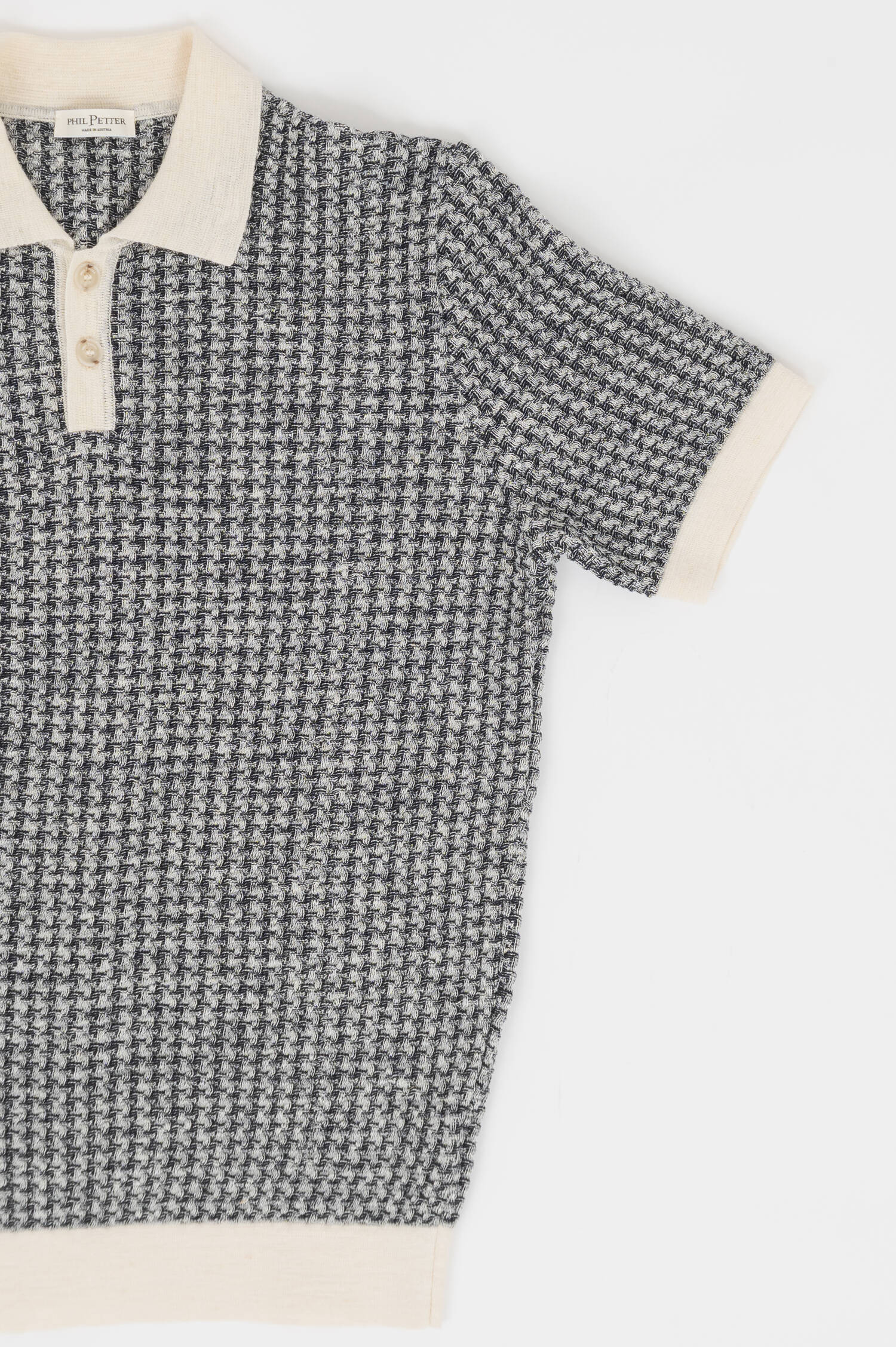 Strickpolo mit Waffel-Optik in Navy/Creme