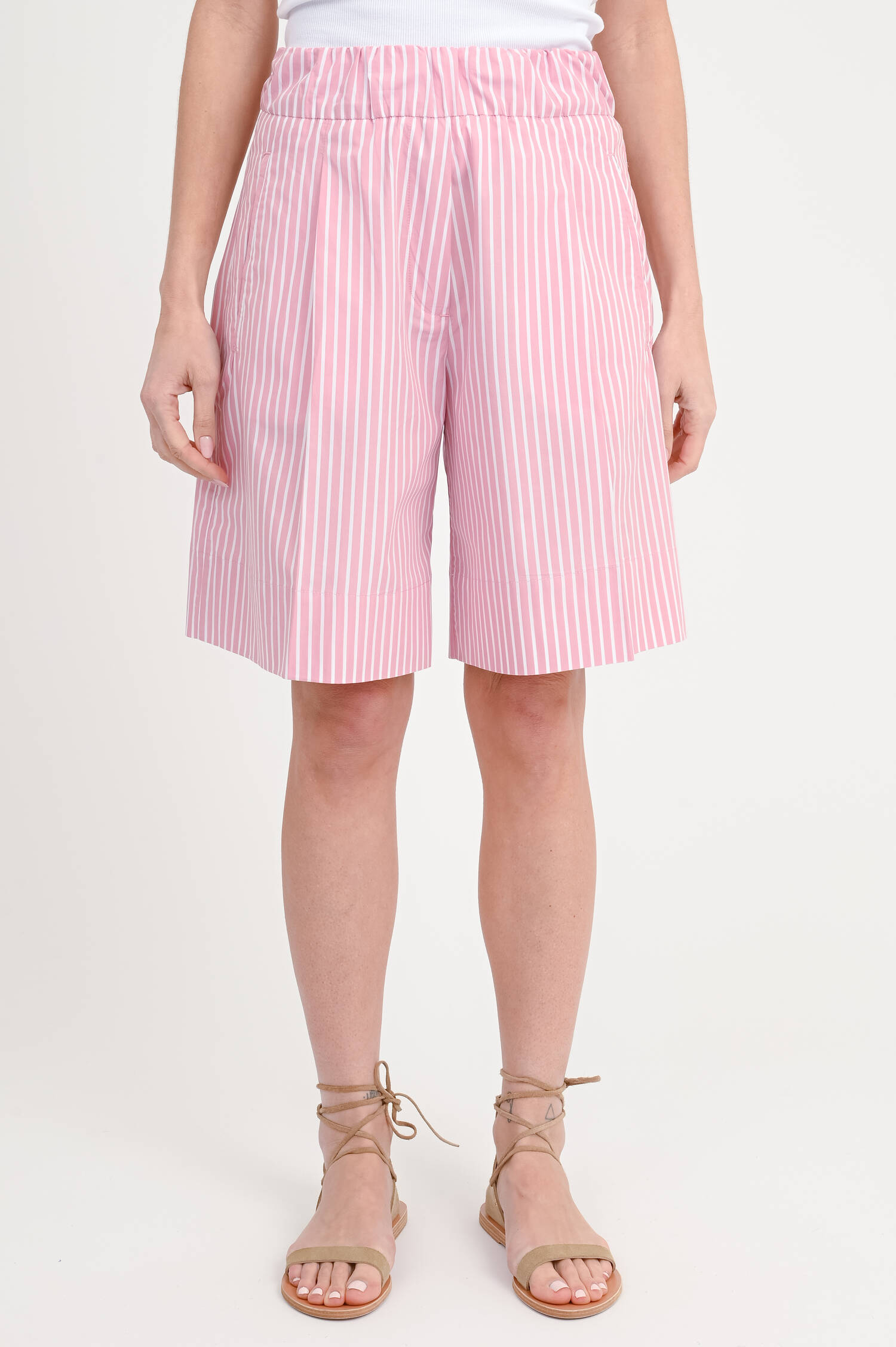 Gestreifte Baumwoll-Shorts in Rosa/Weiß Gestreifte Baumwoll-Shorts in Rosa/Weiß