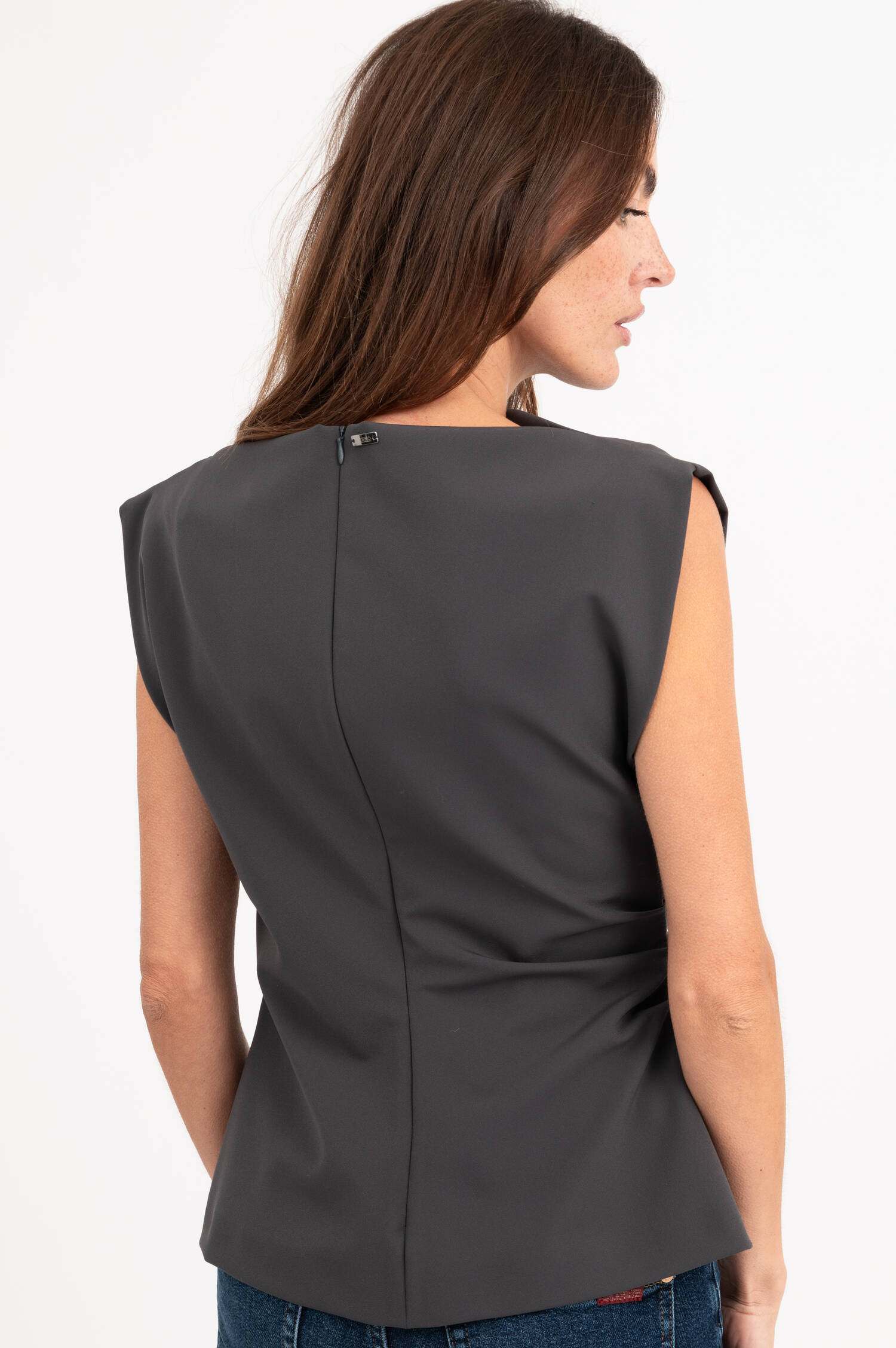 Bluse mit Raffung in Grau Bluse mit Raffung in Grau