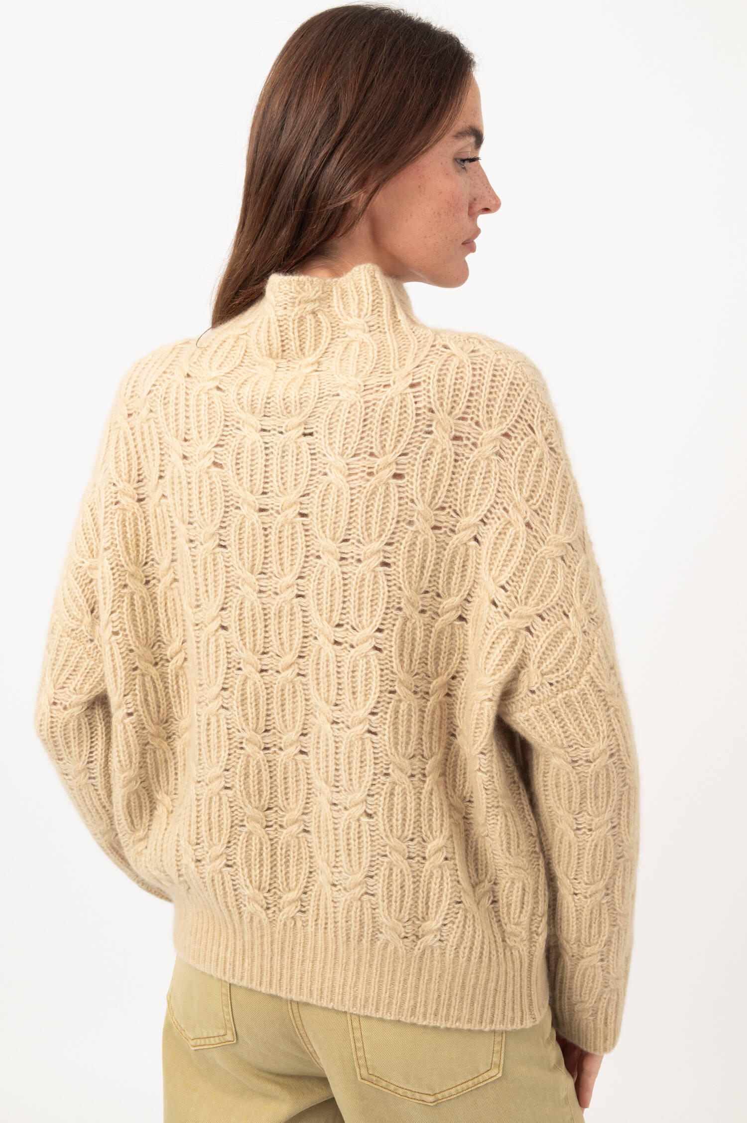 Cashmere-Mix-Zopfstrick-Pullover in Beige Cashmere-Mix-Zopfstrick-Pullover in Beige