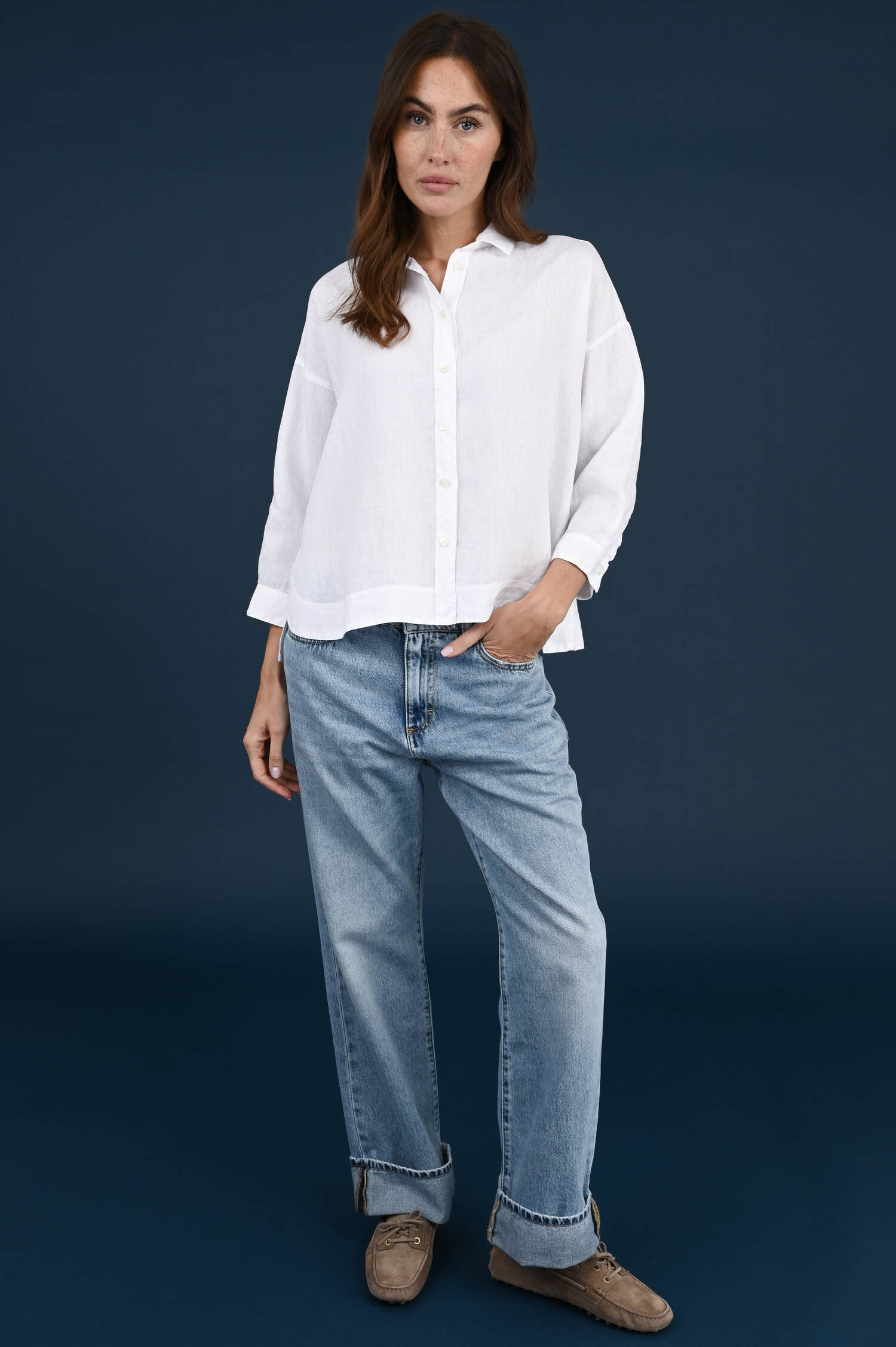 Leinenbluse in Weiß