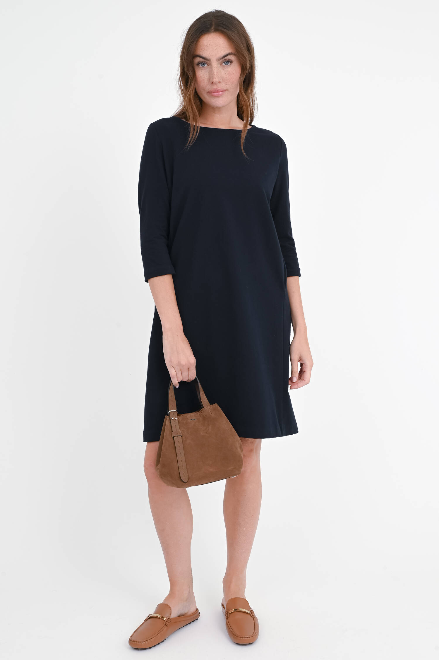 Jersey-Kleid mit 3/4 Arm in Navy