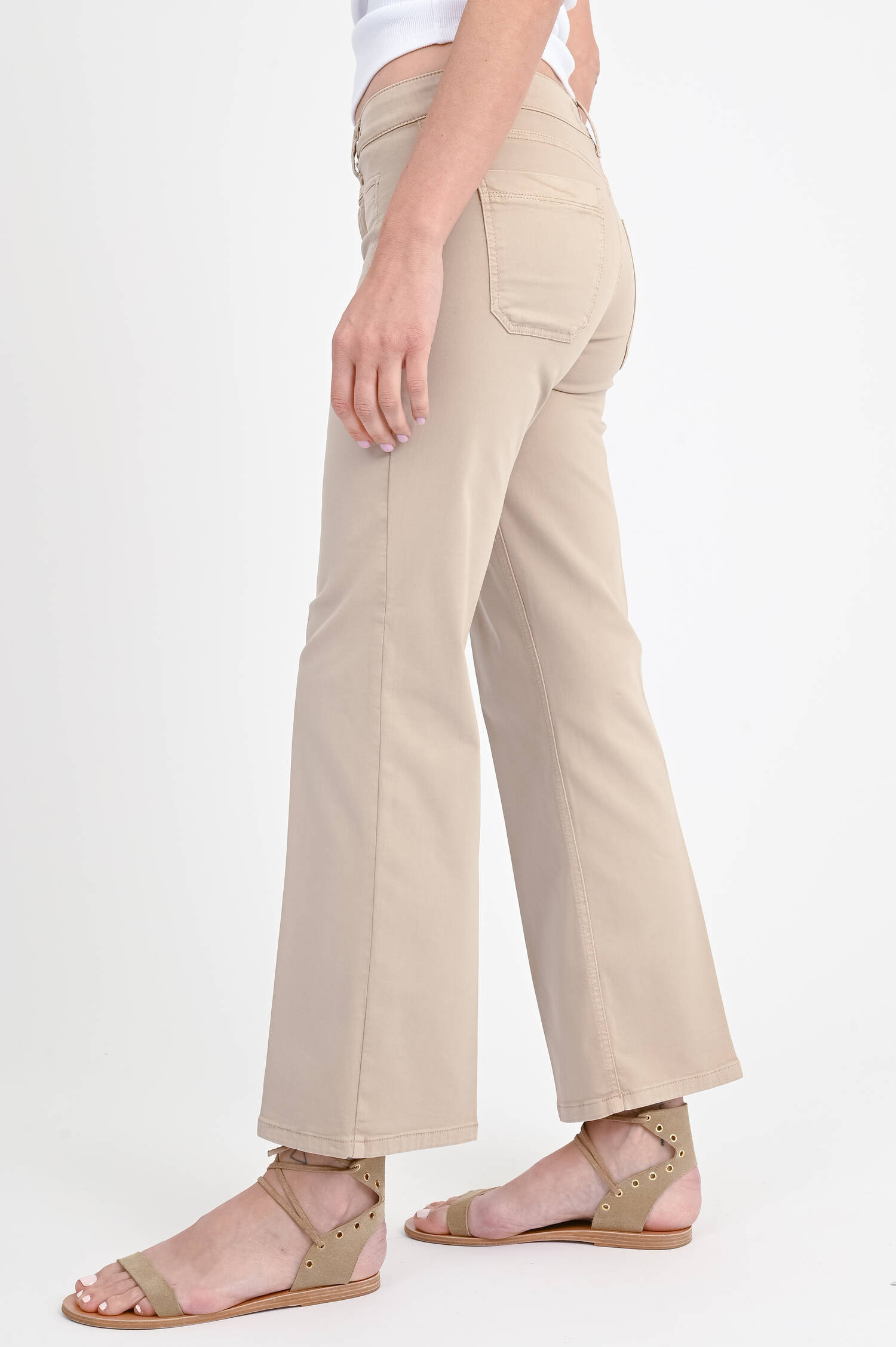 Baumwoll-Mix Hose TESS CROPPED in Frappe