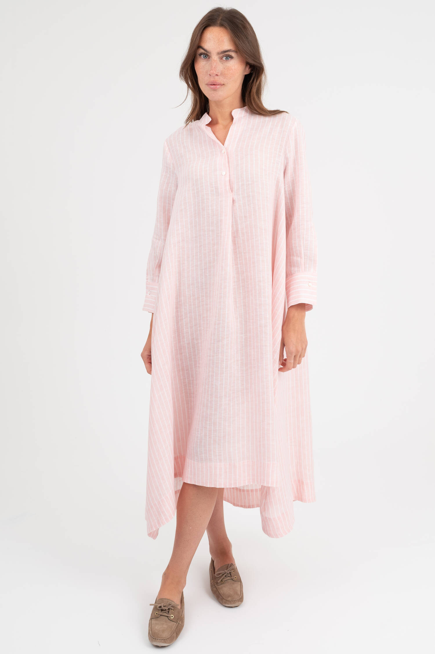 Leinenkleid in Rosa/Weiß gestreift Leinenkleid in Rosa/Weiß gestreift