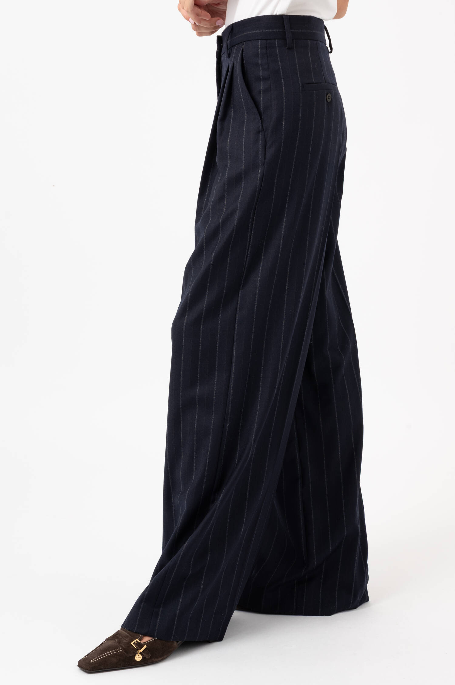 Wide-Leg Bundfaltenhose NEBBIE in Navy
