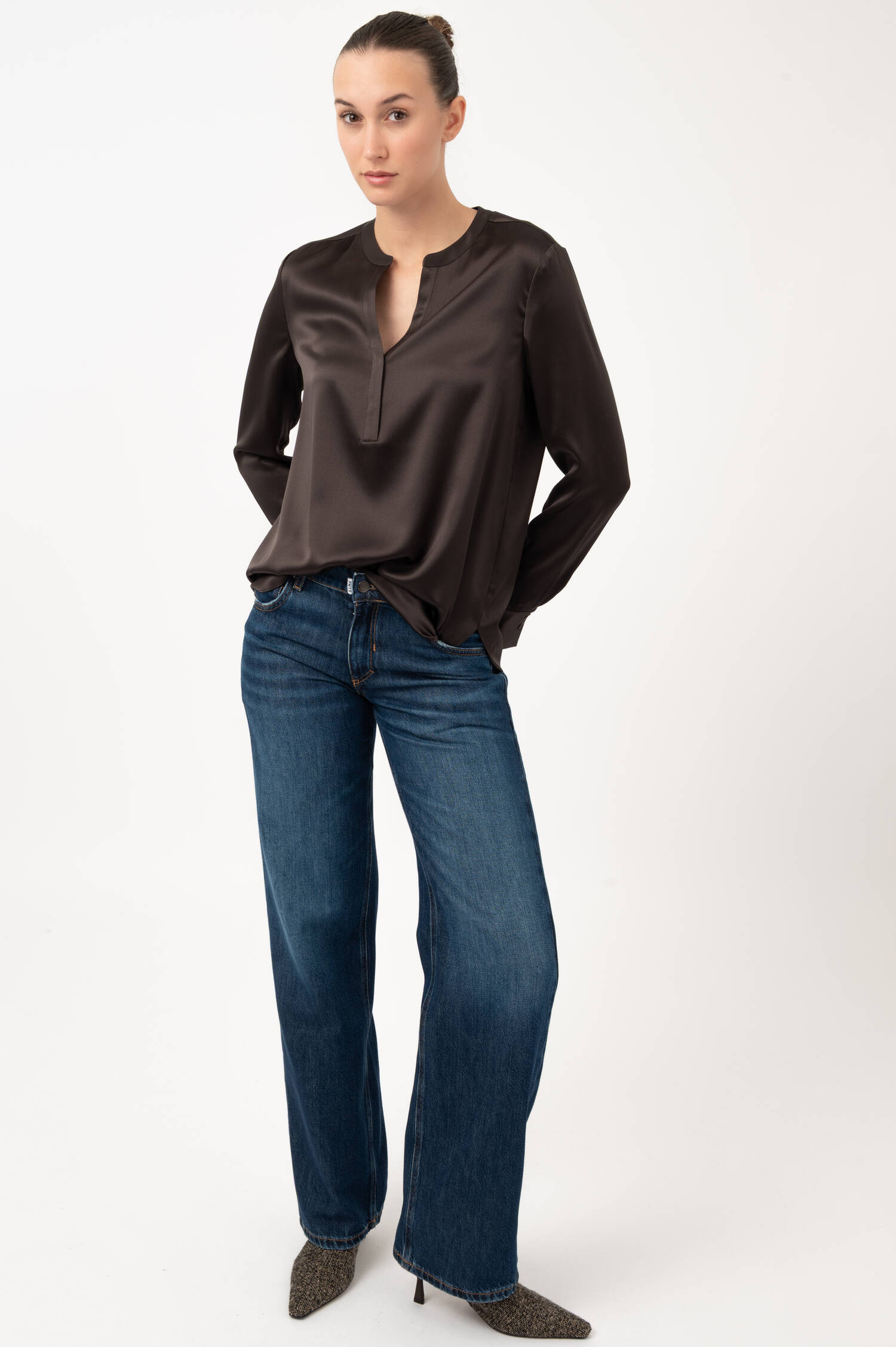 Seiden-Bluse in Braun Seiden-Bluse in Braun