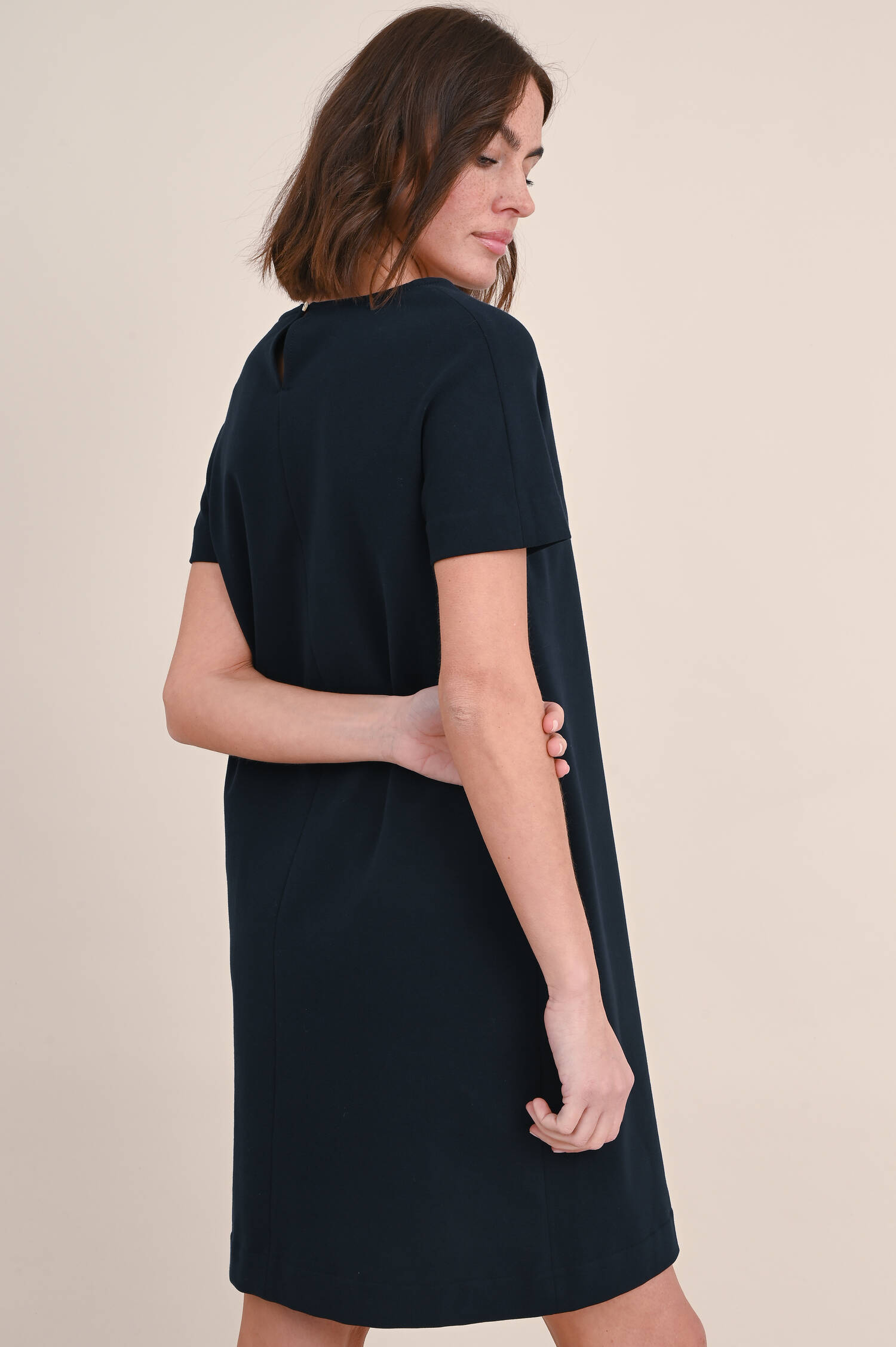 Kurzarm Jersey-Kleid in Navy