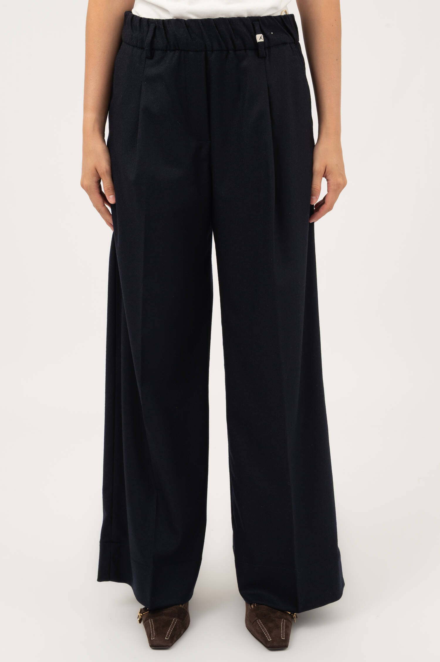 Weite Woll-Mix Hose in Navy Weite Woll-Mix Hose in Navy