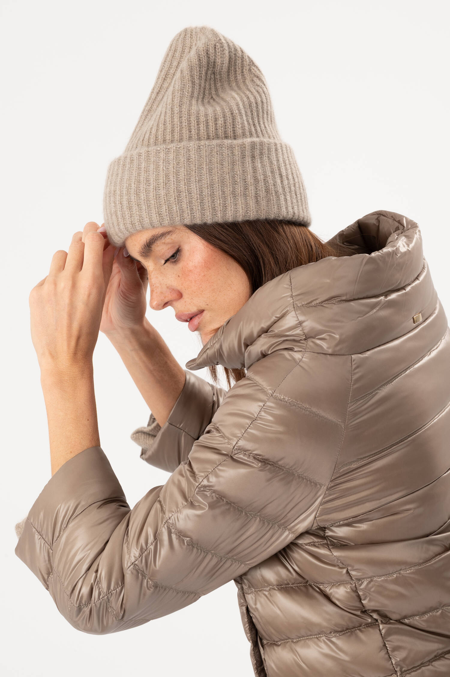 Cashmere-Beanie in Beige