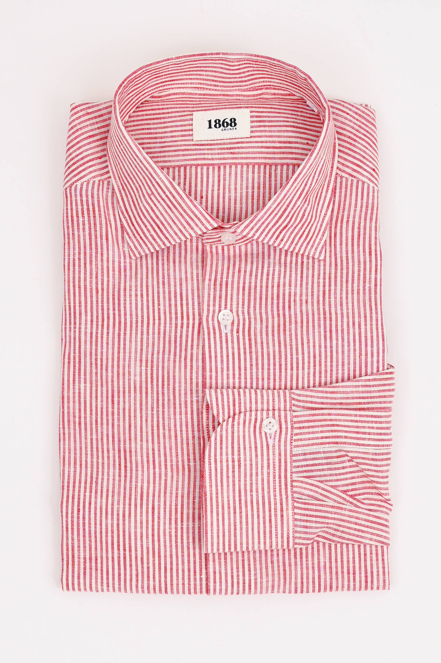 Leinenhemd mit schmalen Streifen in Rot/Weiß Leinenhemd mit schmalen Streifen in Rot/Weiß