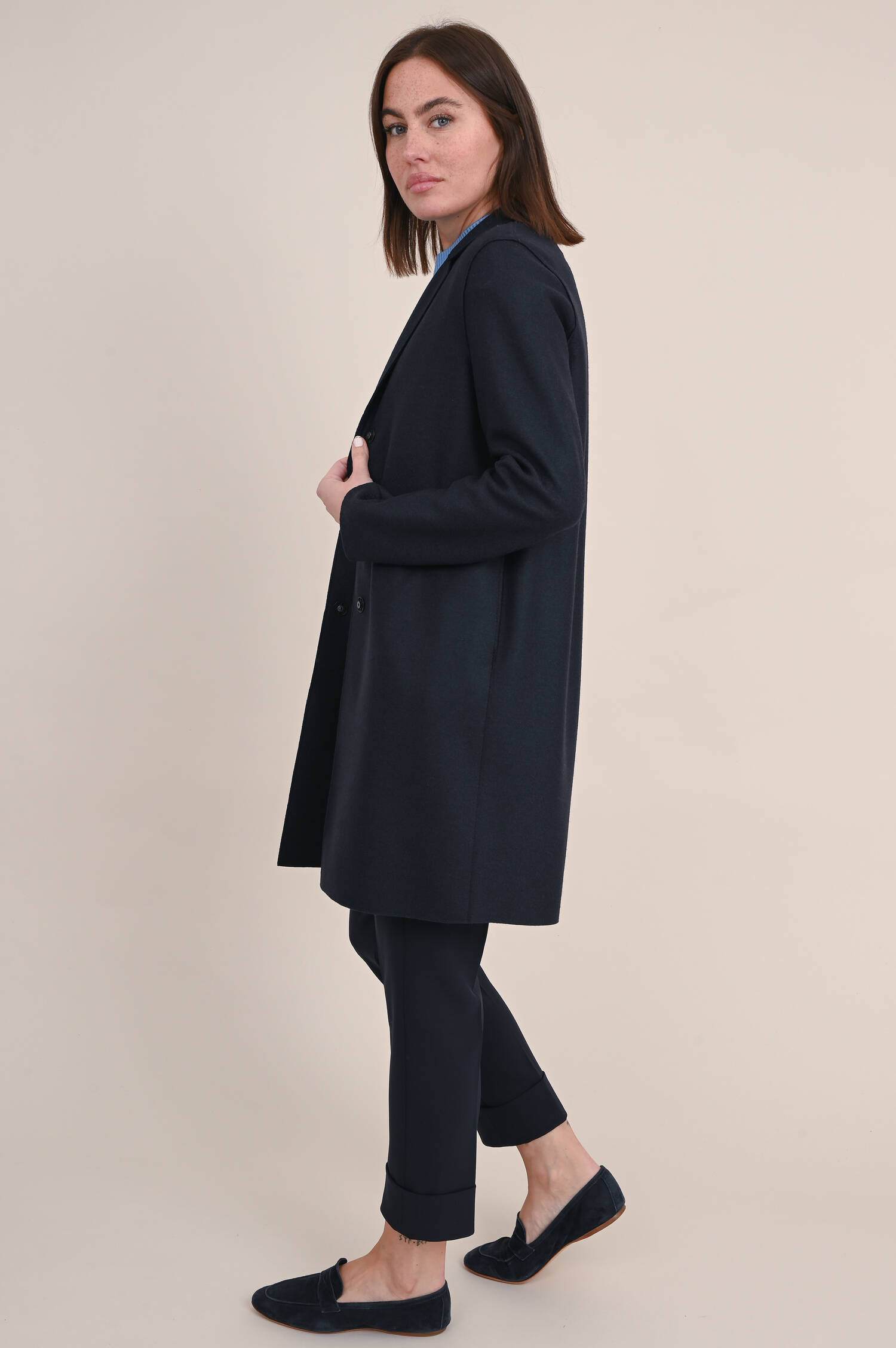 Mantel aus Schurwolle in Navy