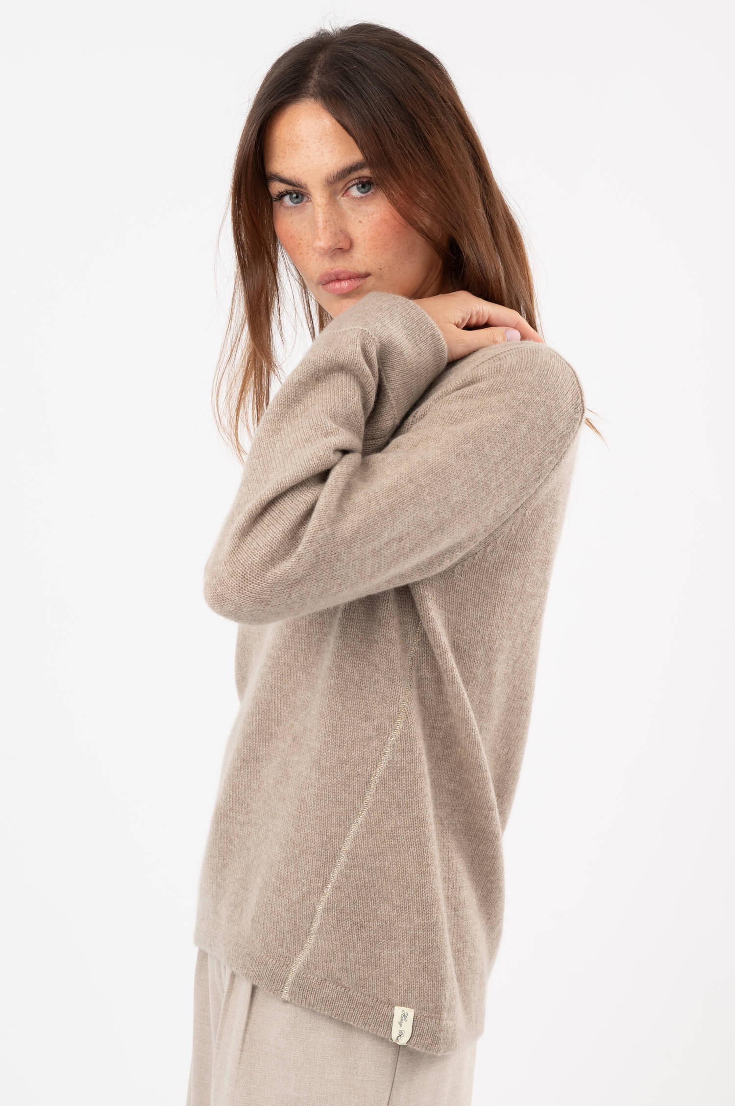 Cashmere-Pullover in Beige meliert Cashmere-Pullover in Beige meliert