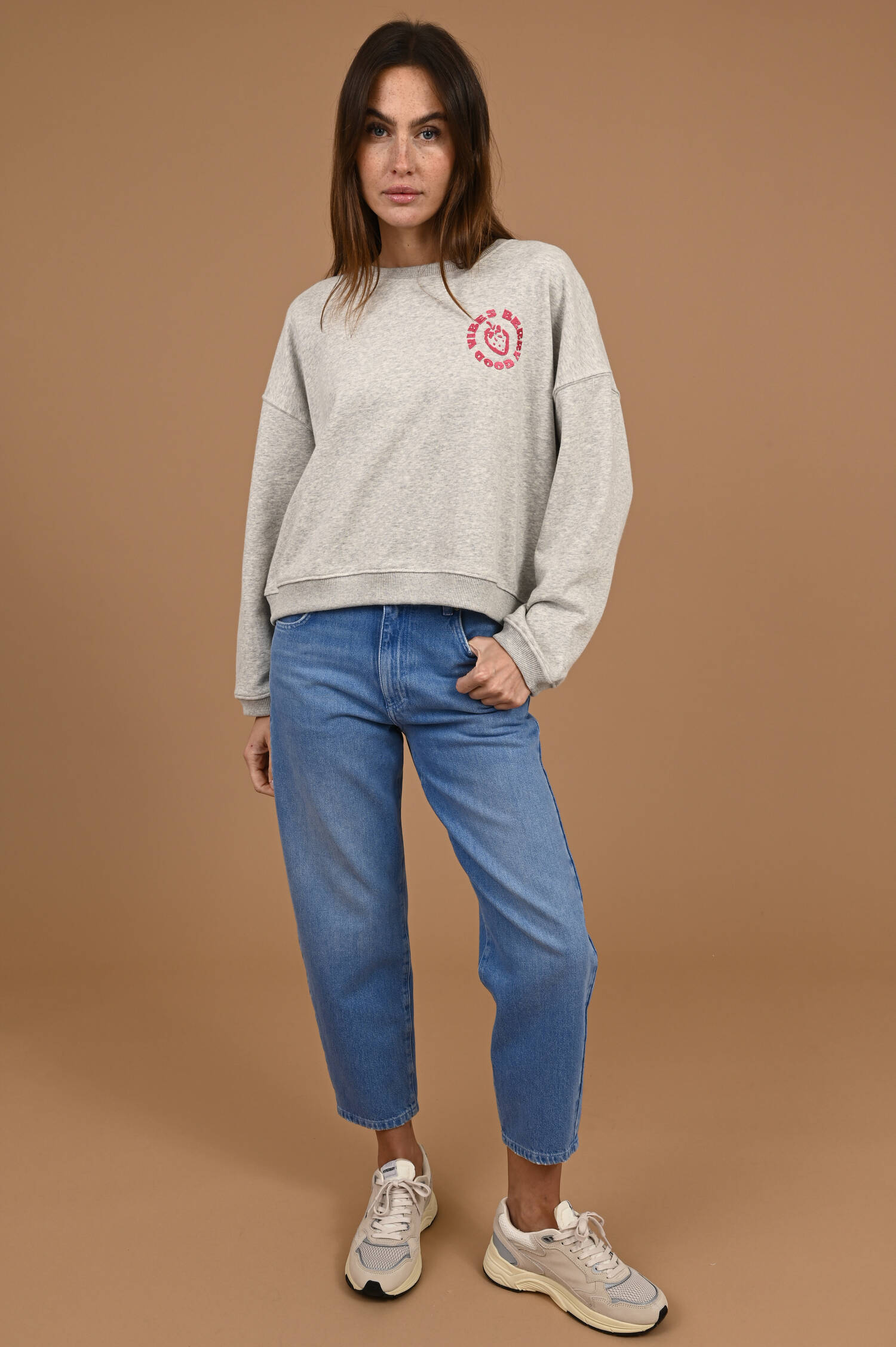 Sweater BERRY VIBES in Lightgrau Sweater BERRY VIBES in Lightgrau