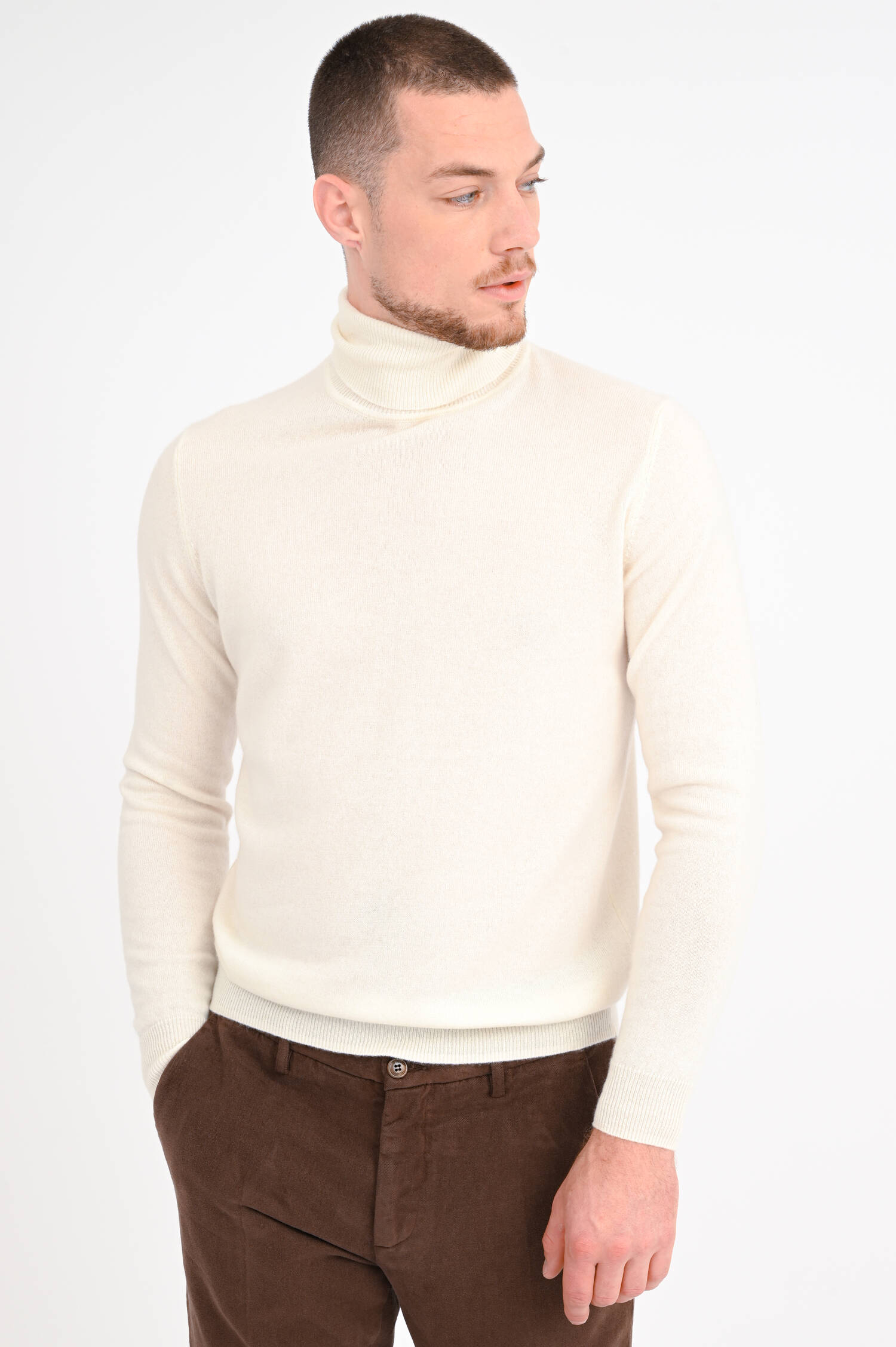 Cashmere Rollkragenpullover in Creme