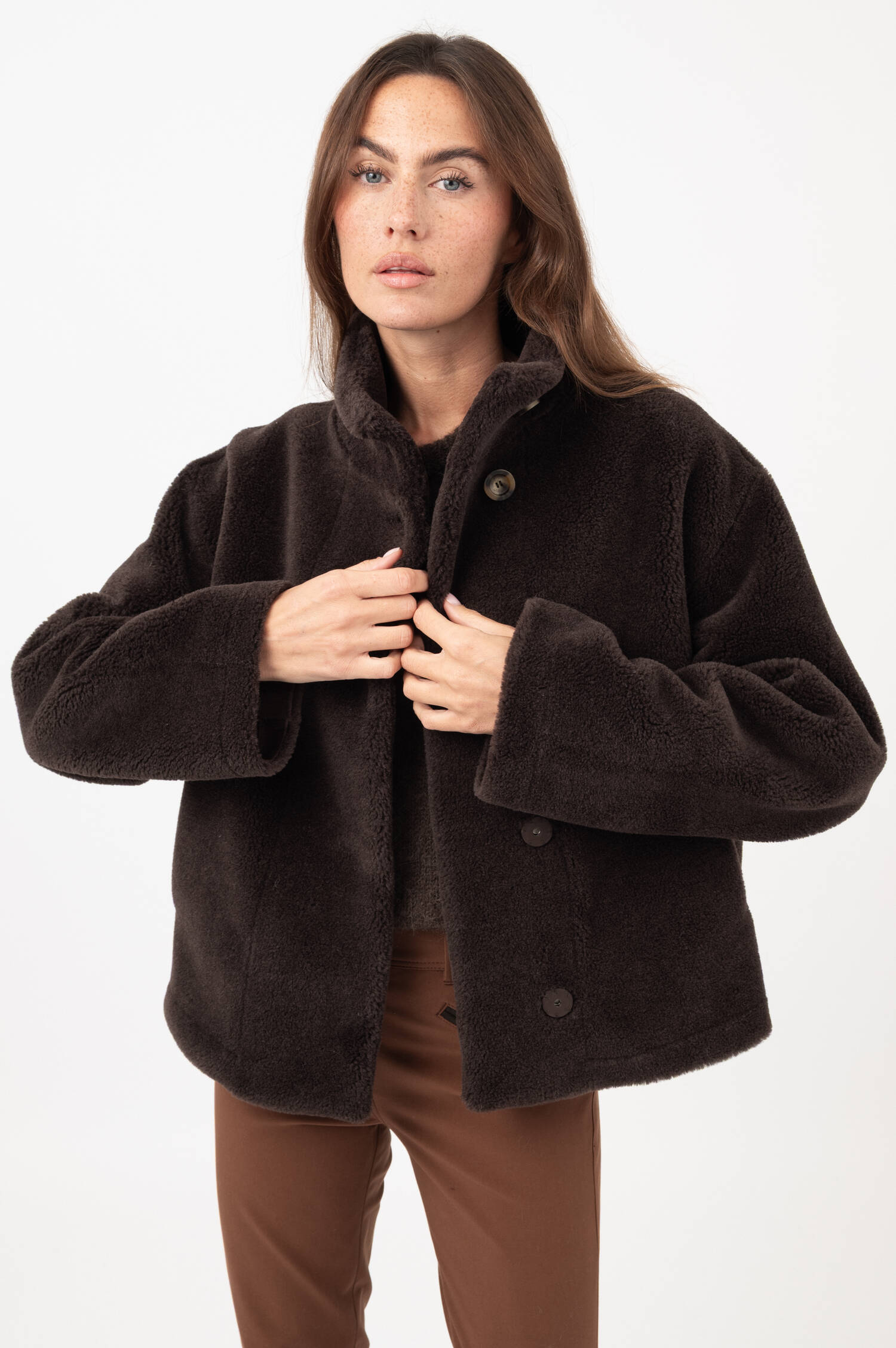Woll-Mix-Jacke Dunkelbraun