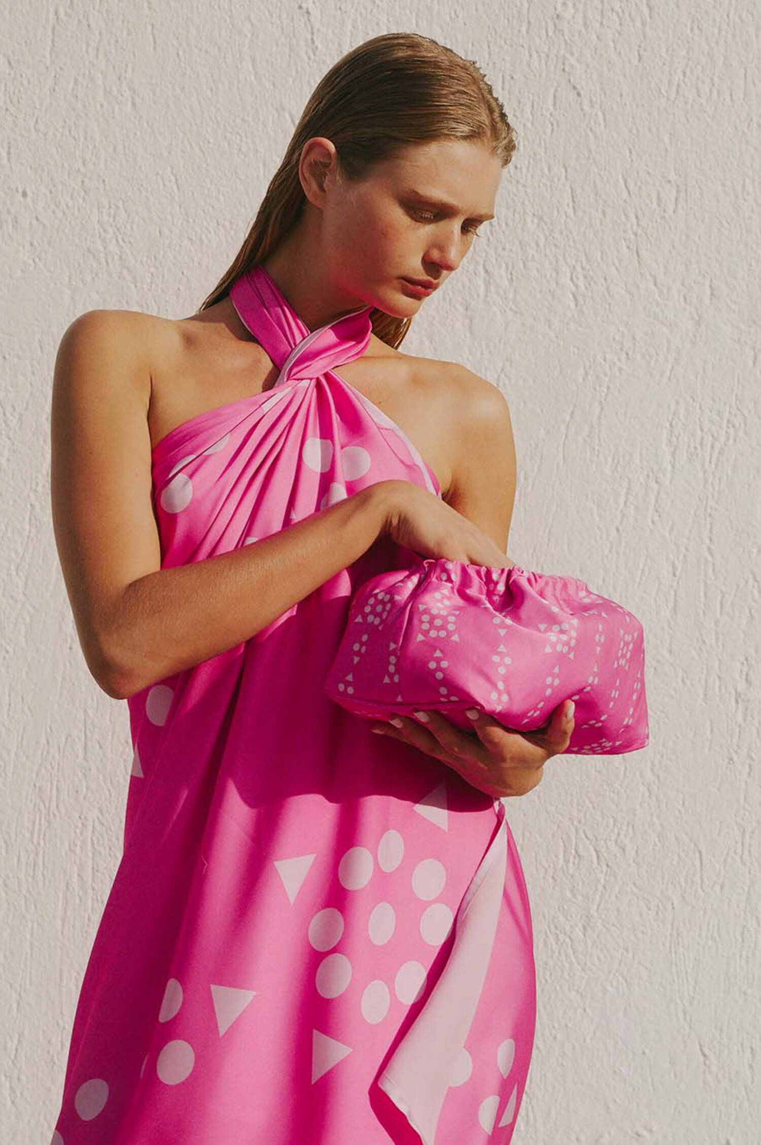 Patterned Clutch in Pink/Rosa