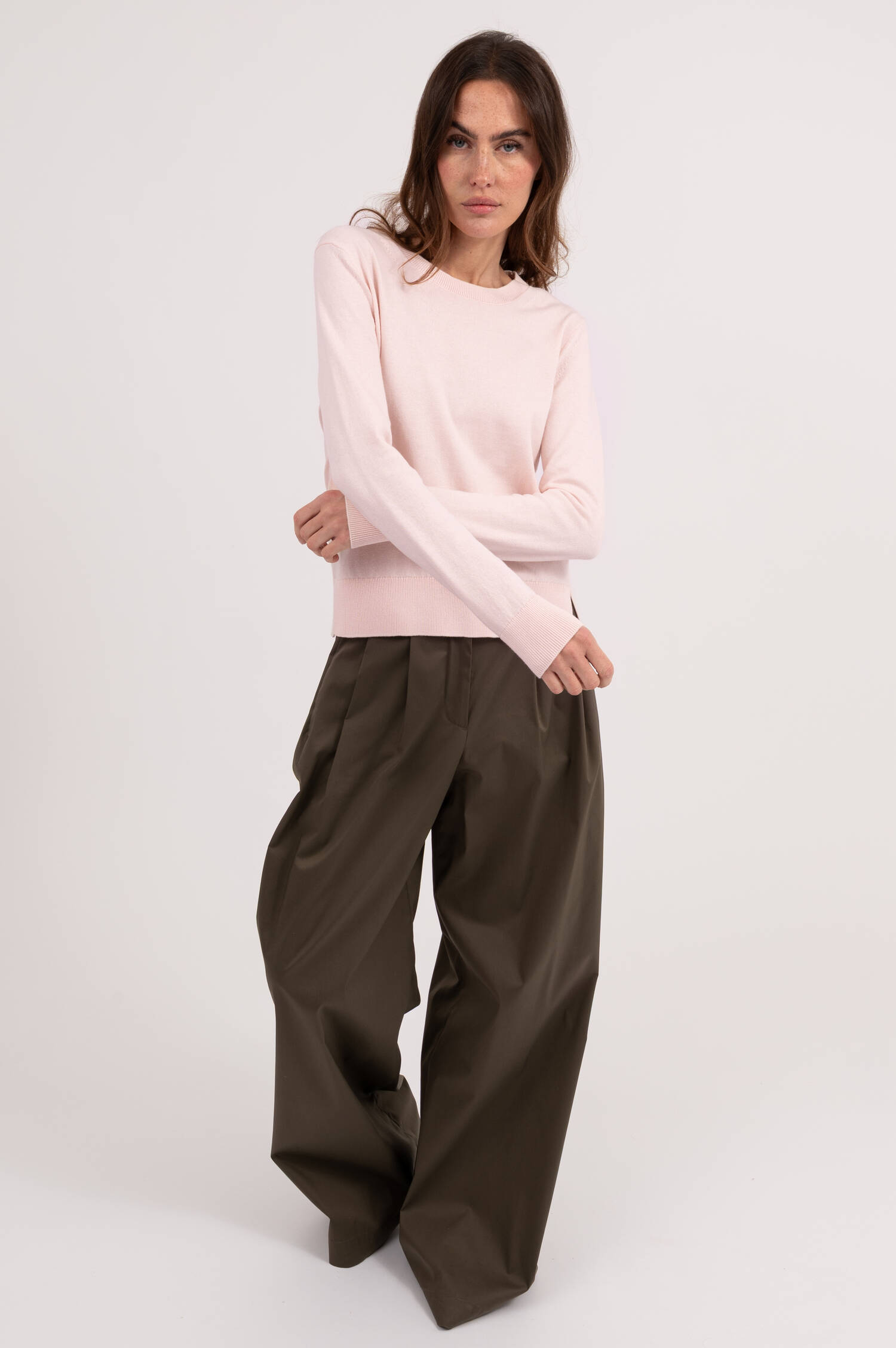 Pullover mit Breitem Rippbund in Blush Rosa