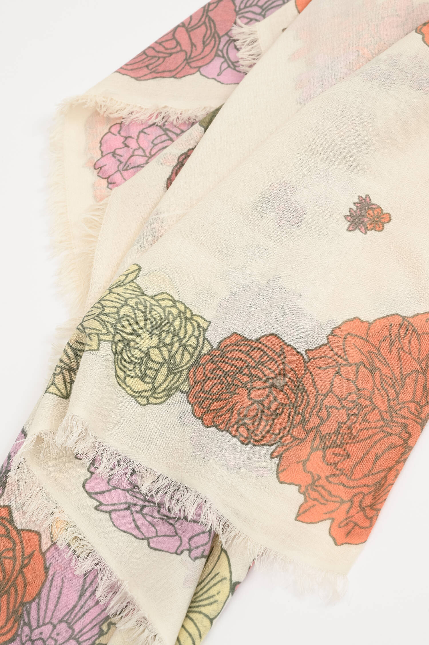 Cashmere-Seide-Schal MELEPHANT in Creme/Rosa/Multi