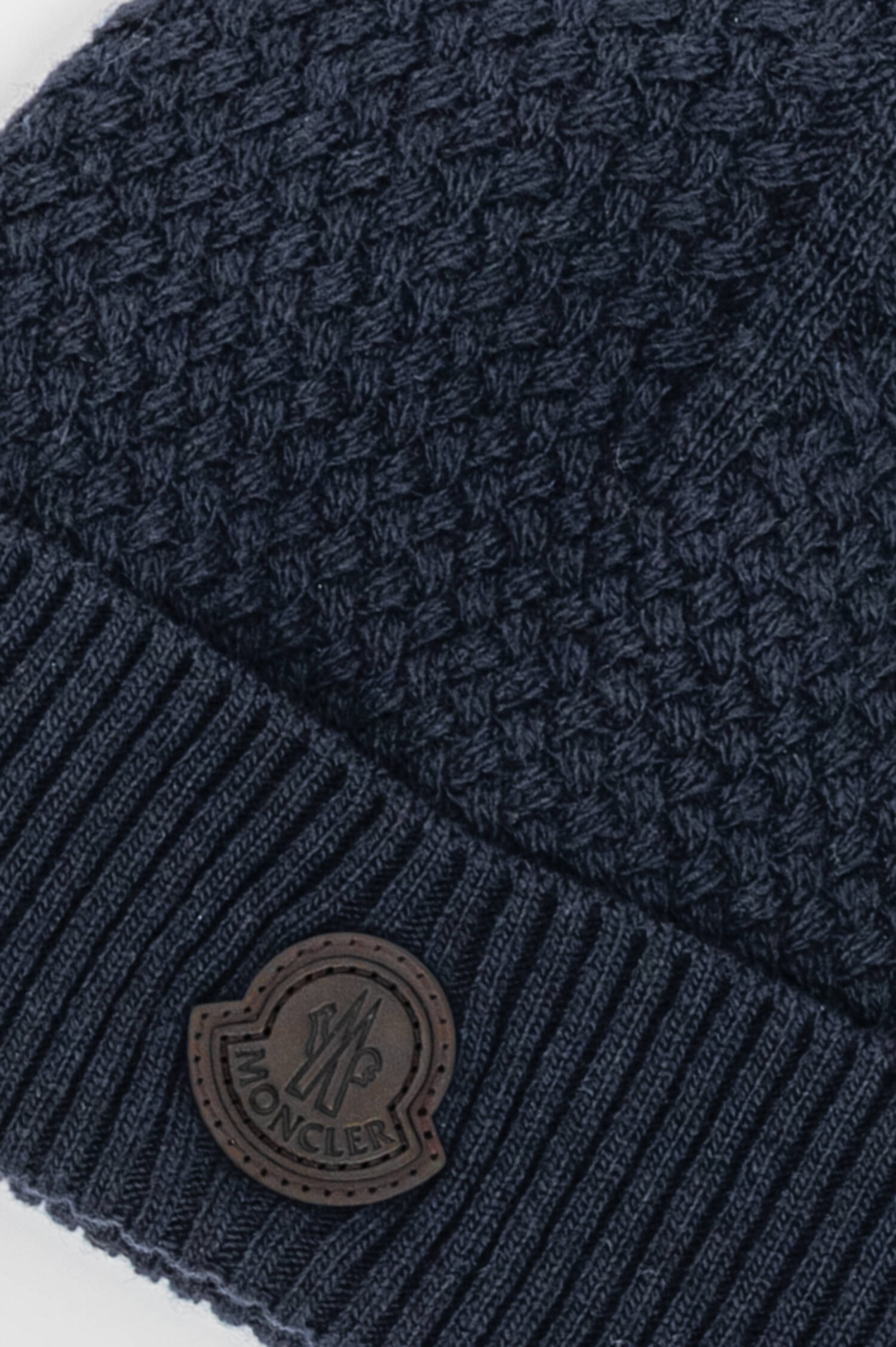 Woll-Cashmere Flechtstrick Mütze in Navy