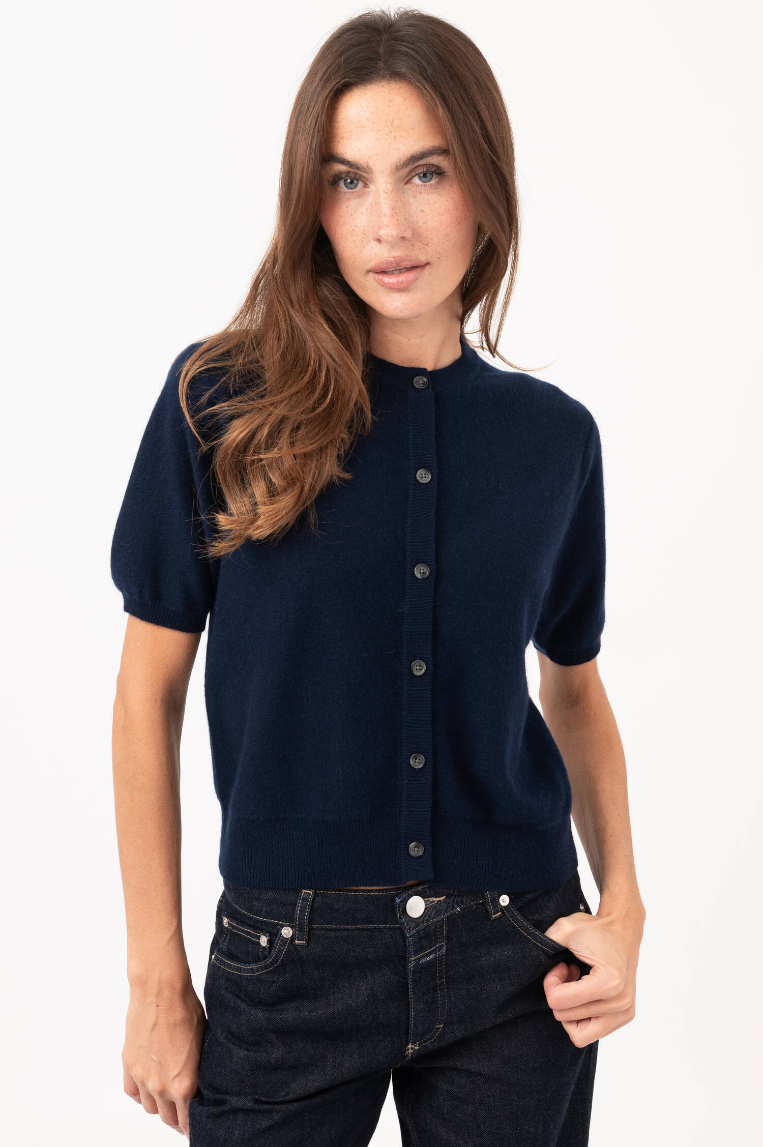 Cashmere-Cardigan in Navy