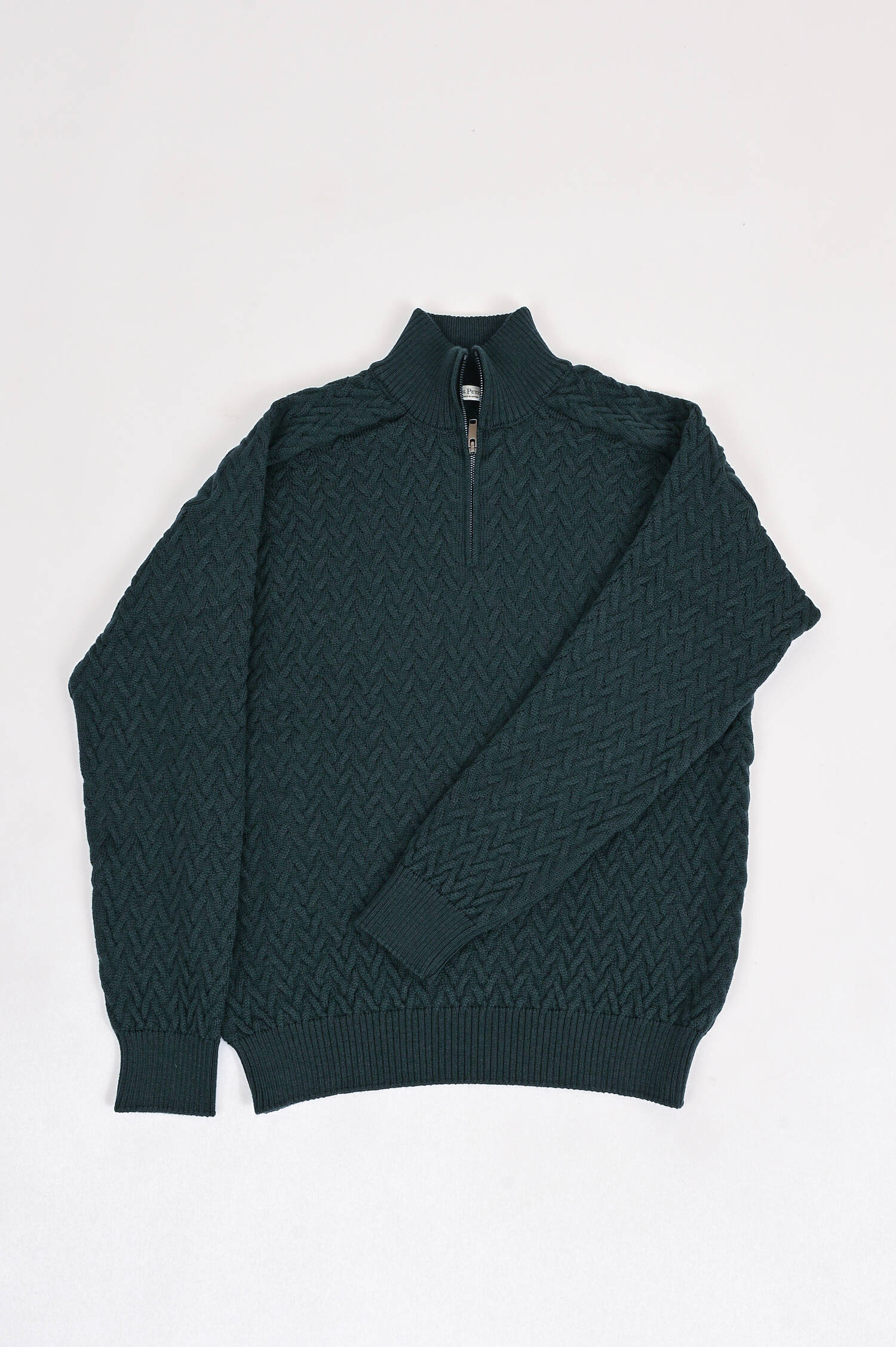 Pullover mit Zopfmuster in Tannengrün