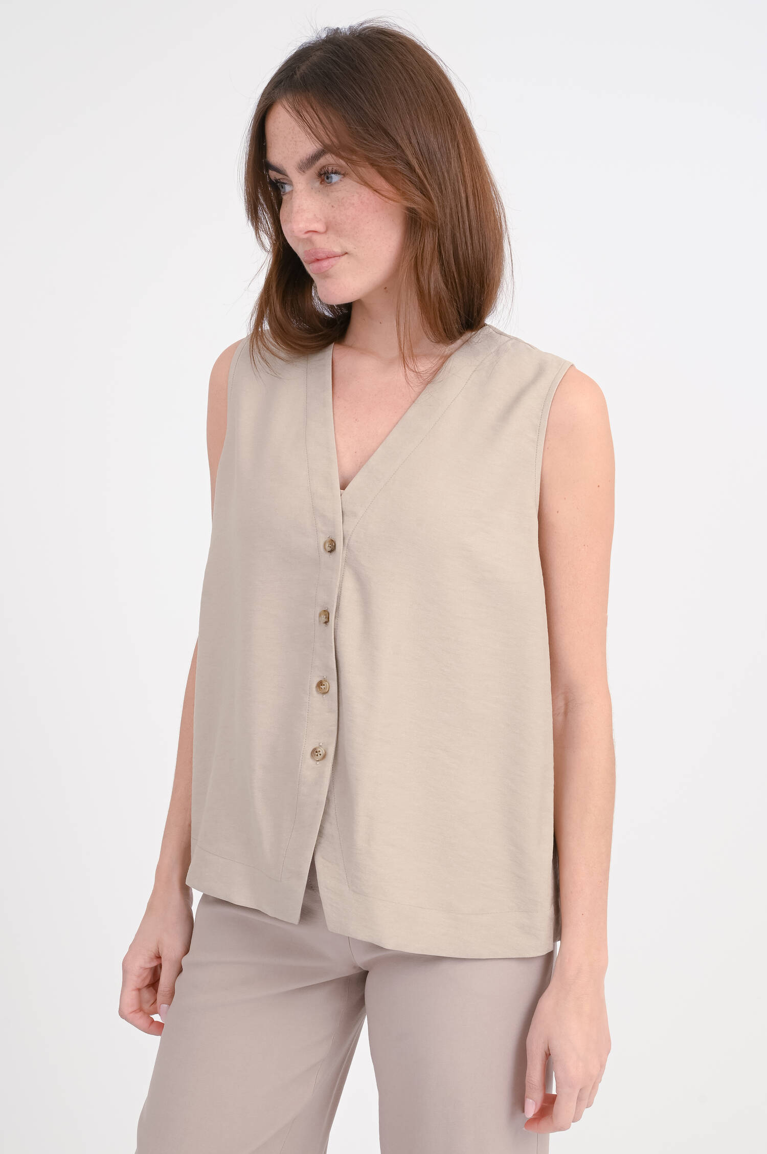 Ärmelose Weste in Taupe Ärmelose Weste in Taupe