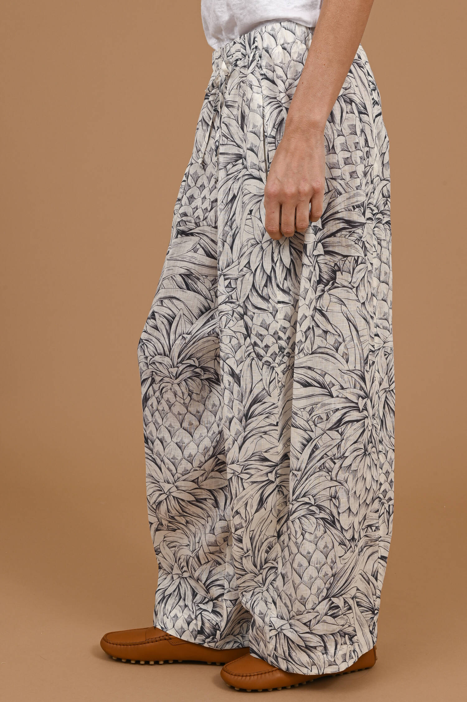 Leinenschlupfhose RUBY in Blau/Weiß