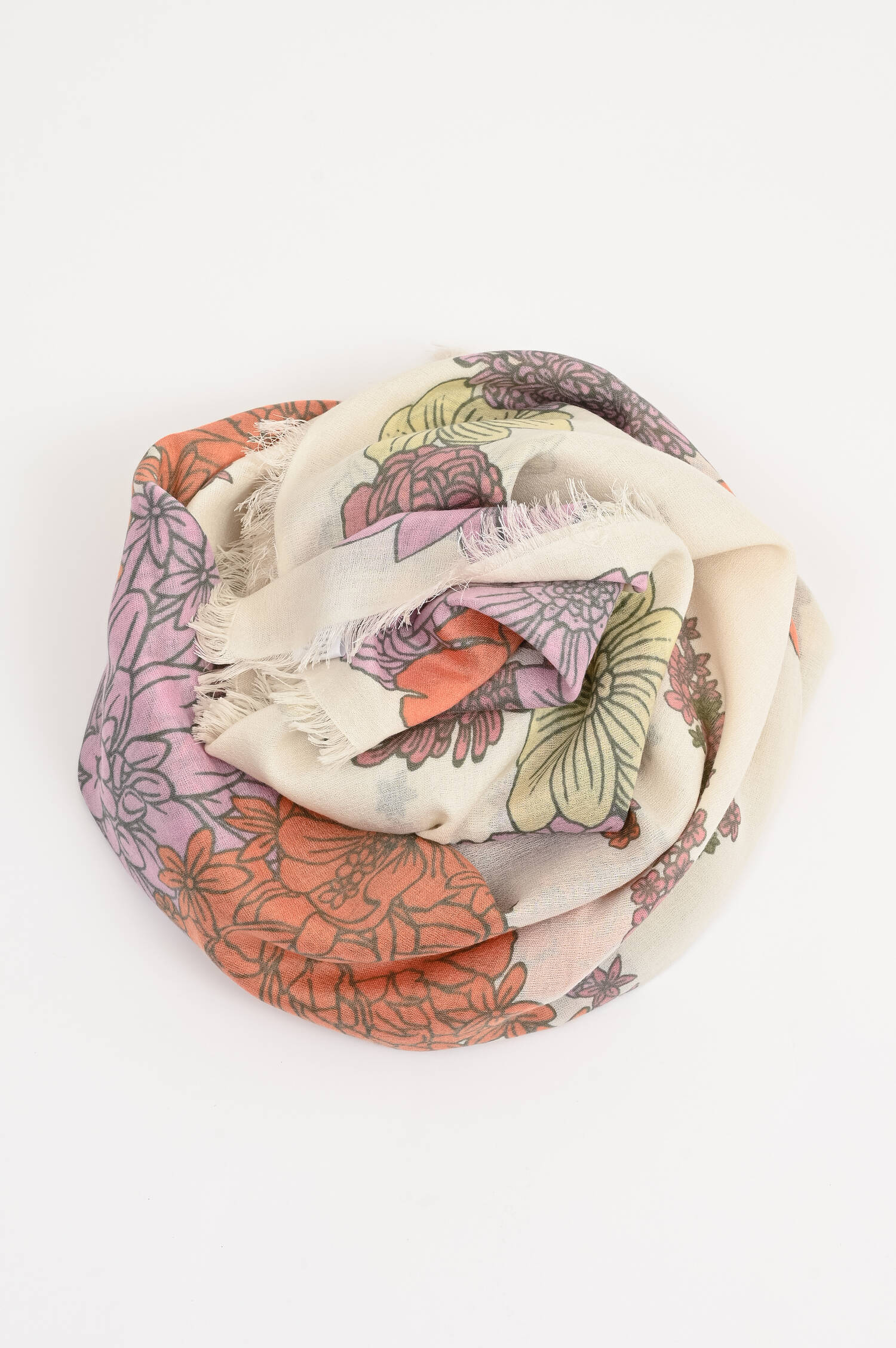 Cashmere-Seide-Schal MELEPHANT in Creme/Rosa/Multi