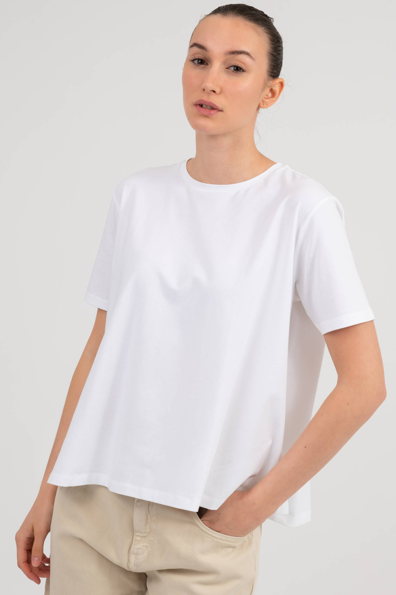 T-Shirt mit Kellerfalte in Weiß