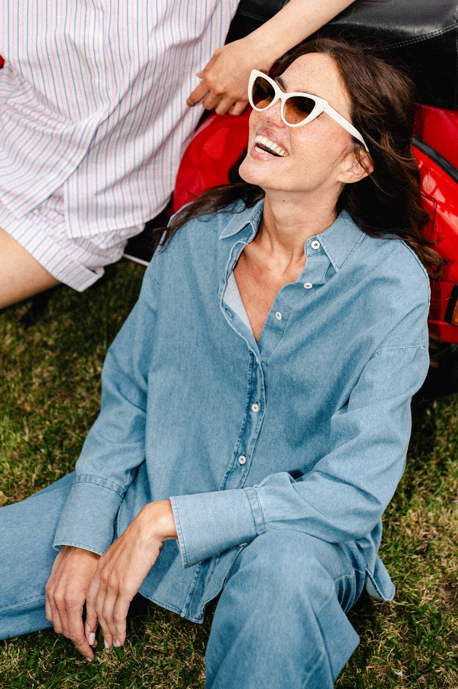 Denimbluse in Mittelblau