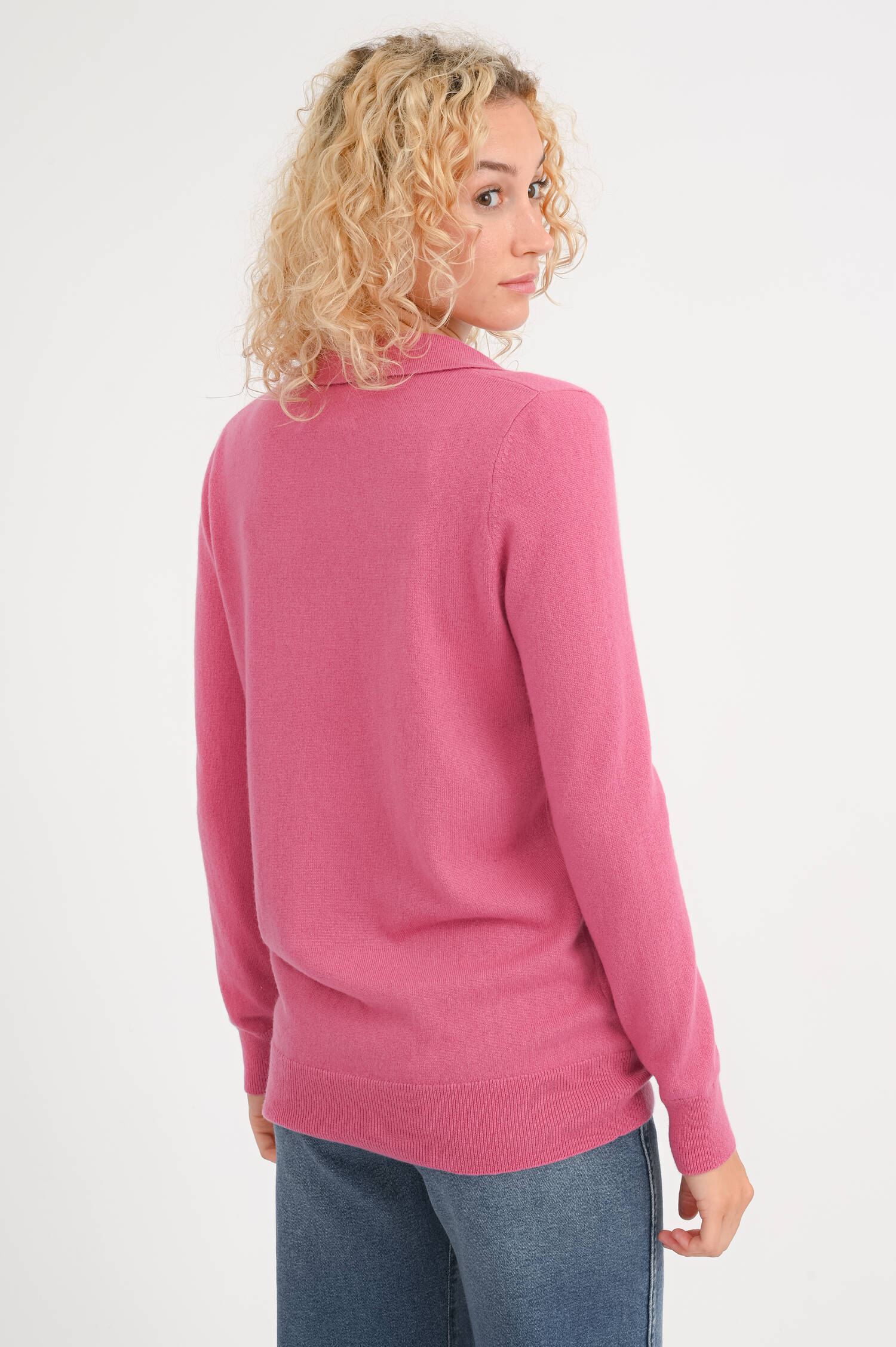 Cashmere-Polo JOSEFINE in Rose Pink