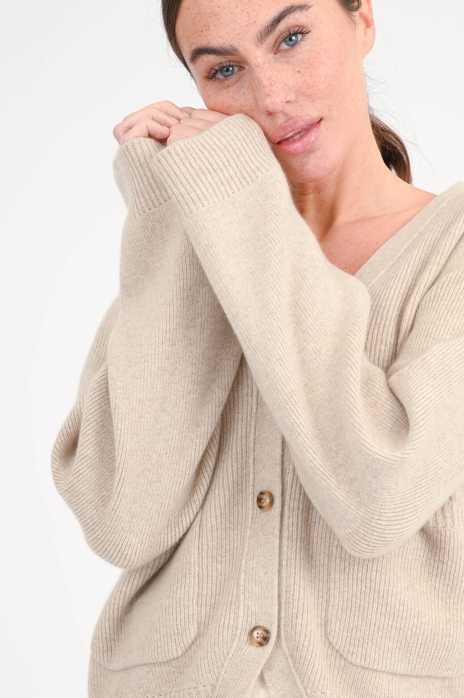 Cashmere-Jacke in Sand