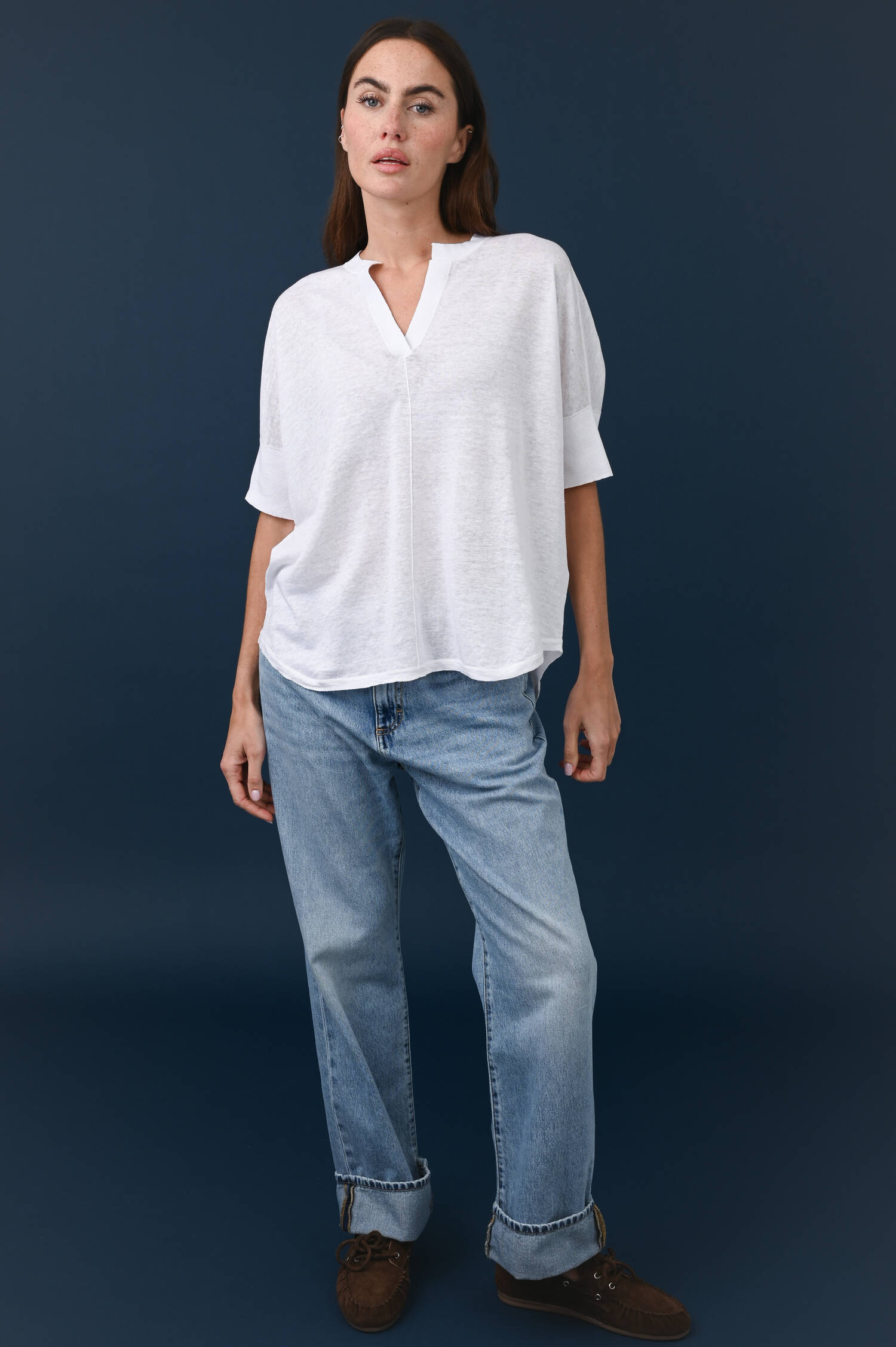 Leinenstricktop in Weiß