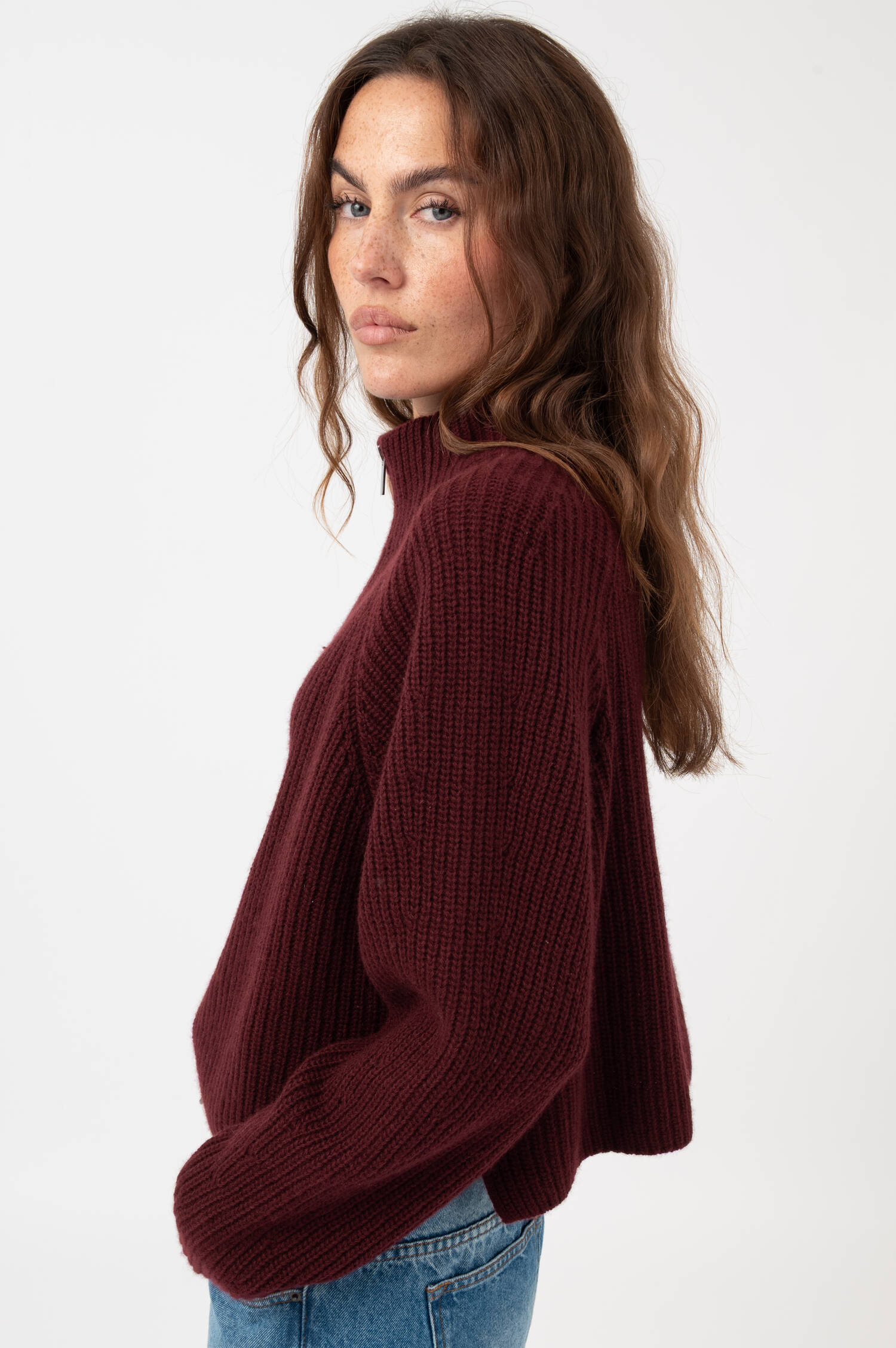 Strick Woll-Cardigan in Burgundy