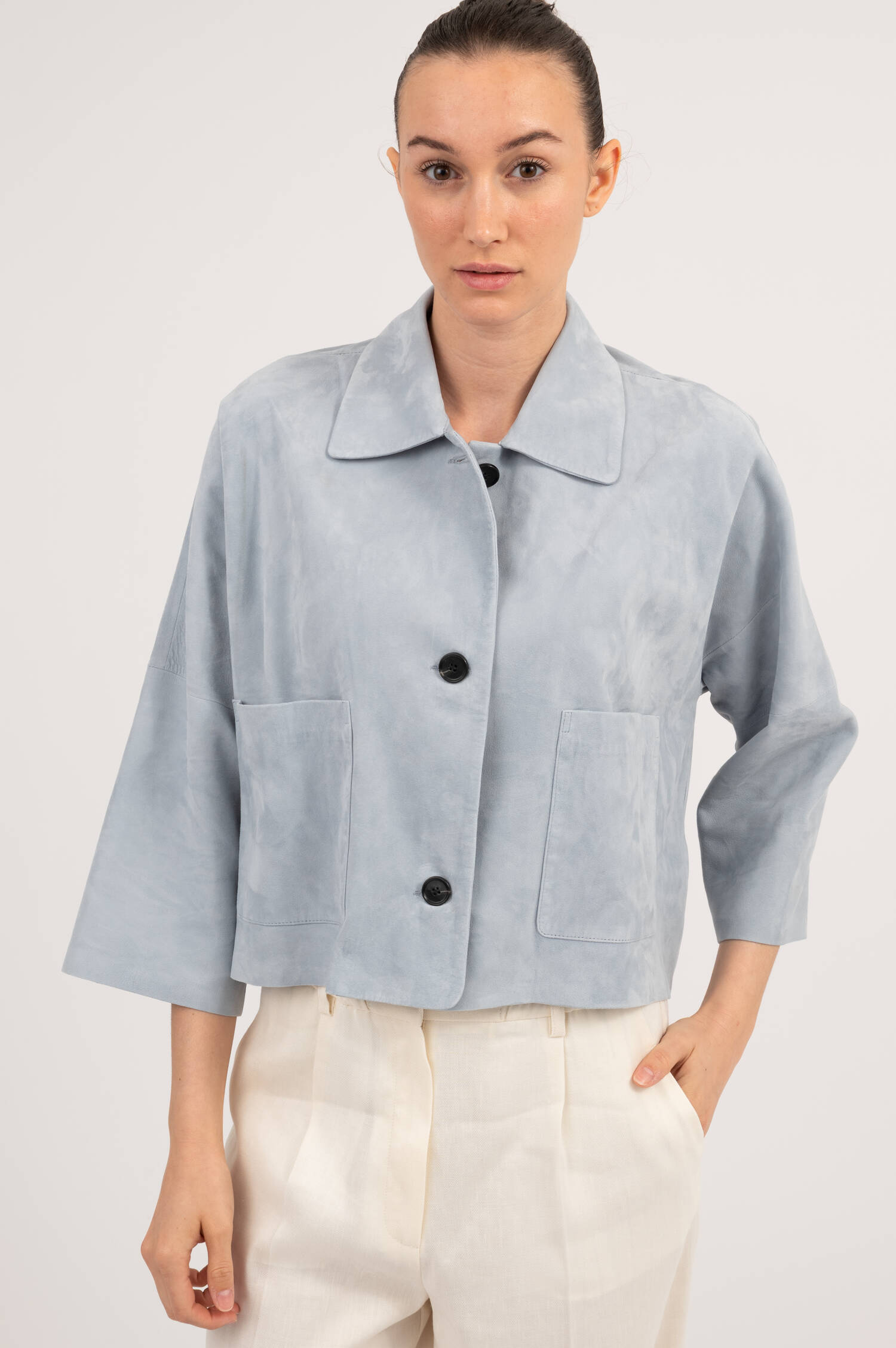 Suede Lederjacke ZHOU in VIntageblau Suede Lederjacke ZHOU in VIntageblau