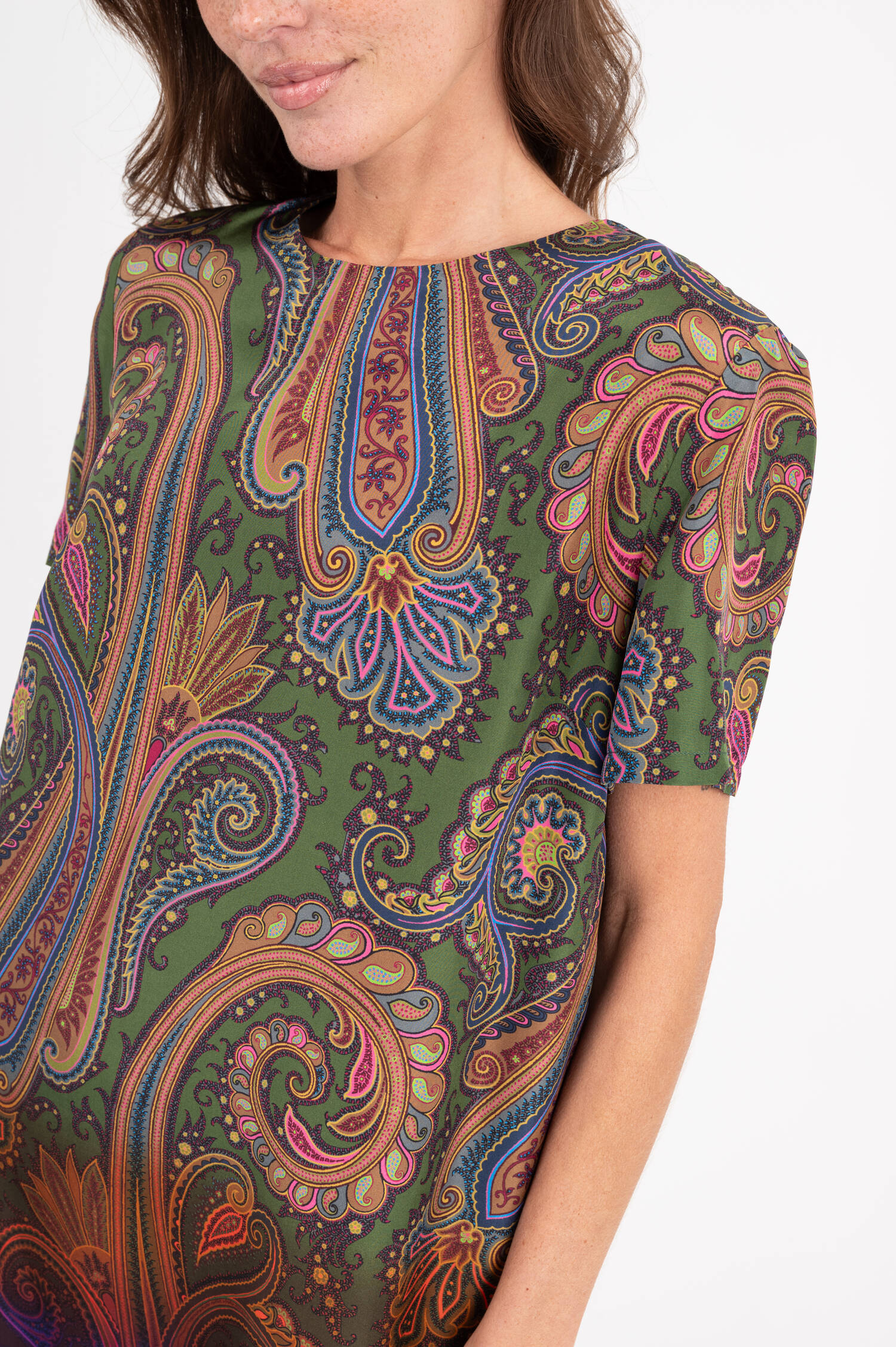 Seidenkleid mit Paisley Print in Multicolor Seidenkleid mit Paisley Print in Multicolor