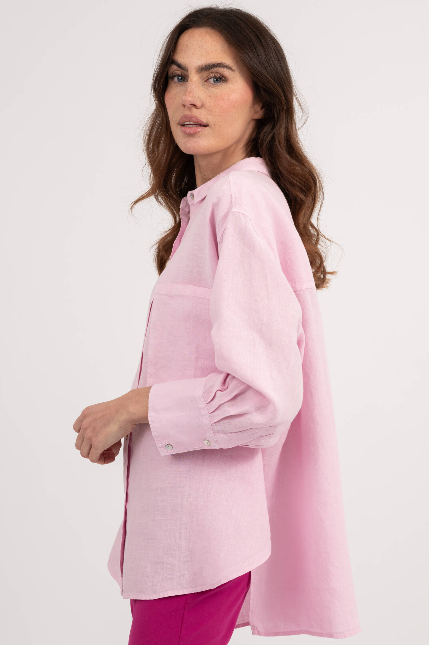 Leinen Hemdbluse in Rosa Leinen Hemdbluse in Rosa