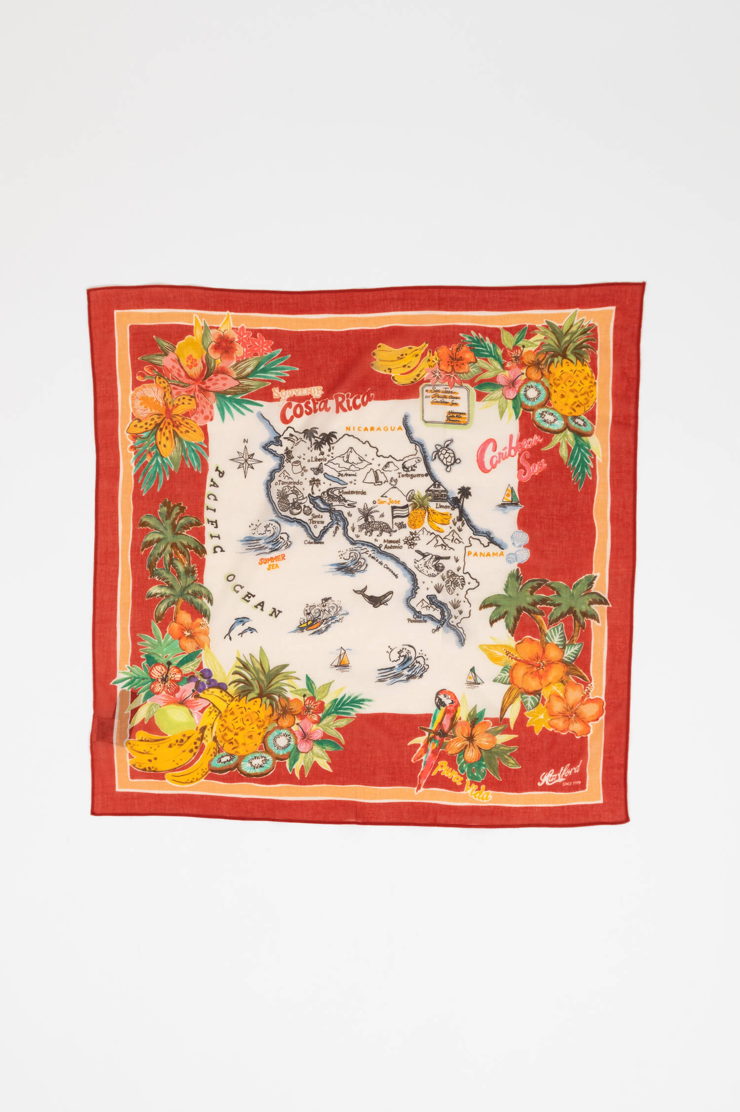 Gemustertes Tuch COSTA RICA in Rot