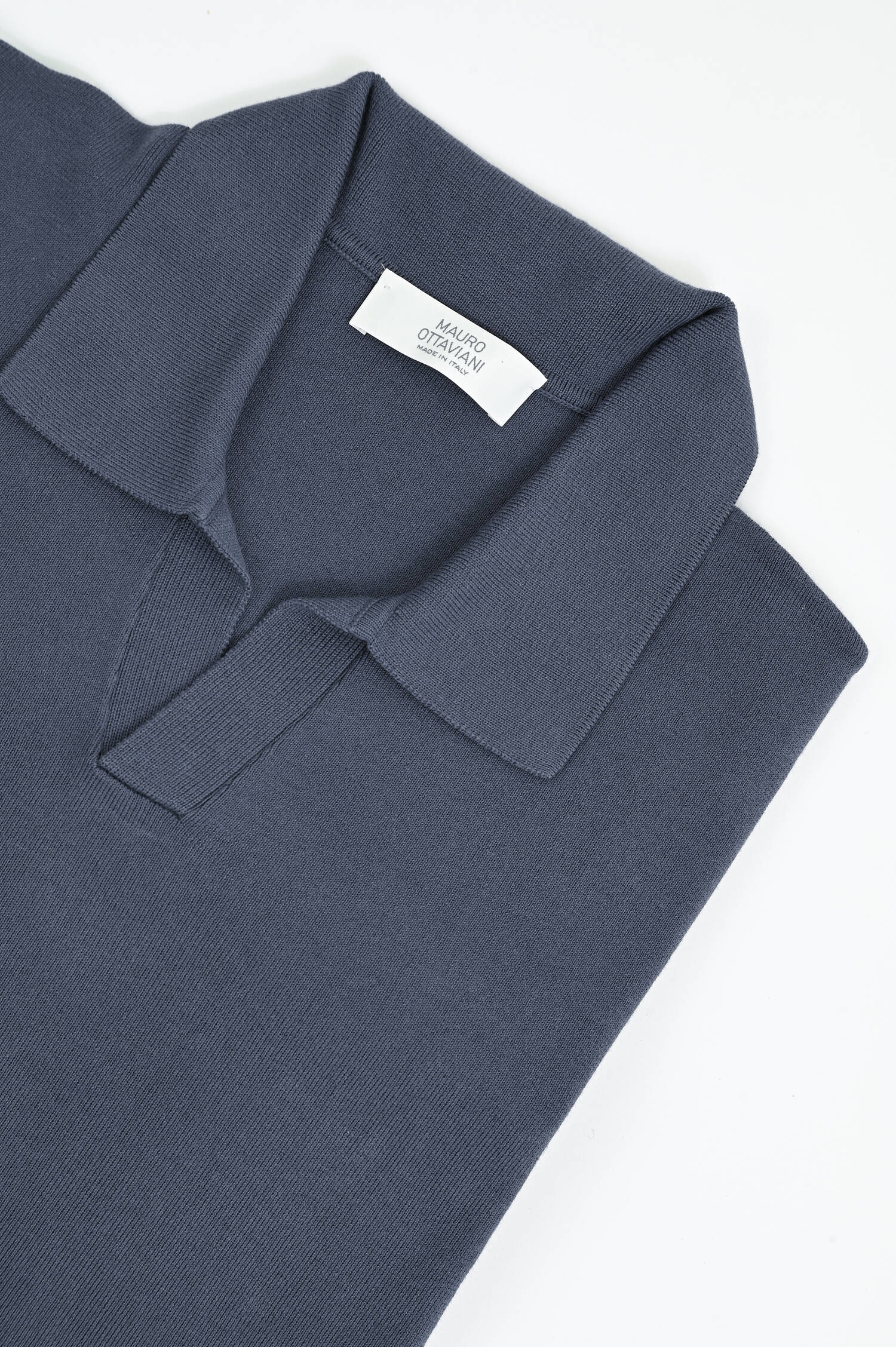 Langarm-Polo-Shirt in Blue Polvere