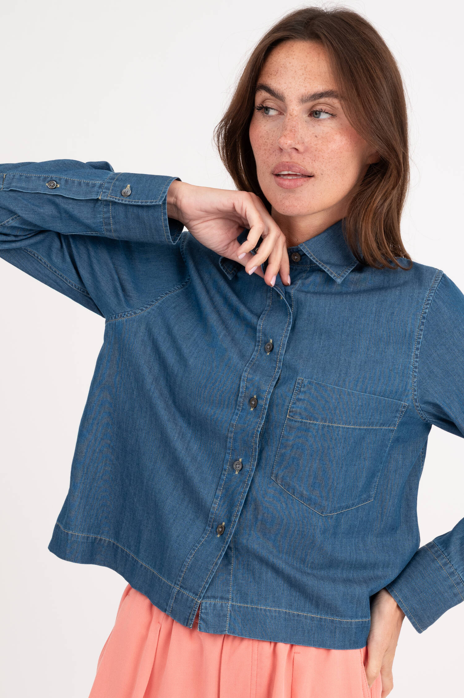 Denimbluse in Dunkelblau
