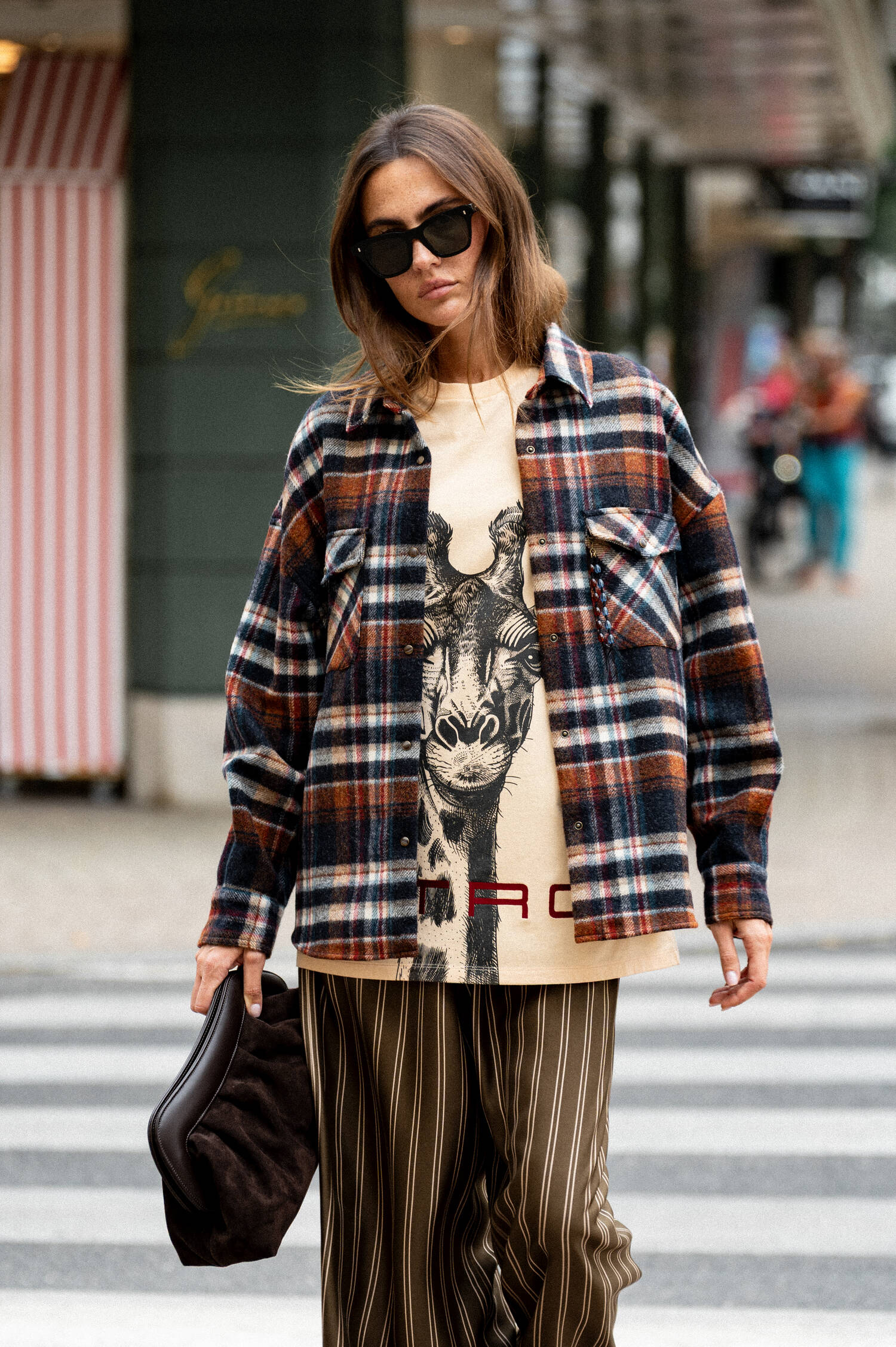 Woll-Flanell-Jacke in Braun/Blau