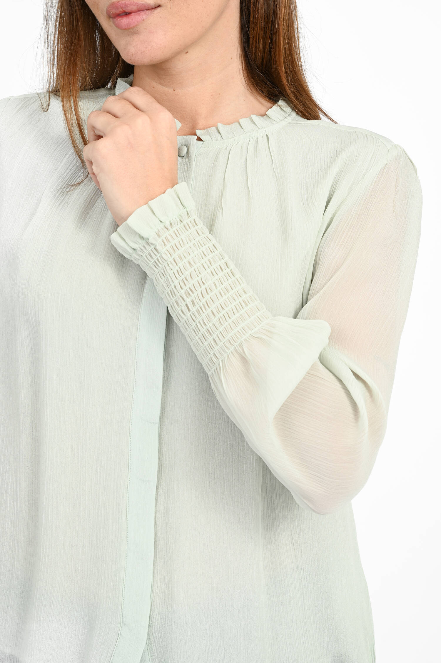 Viskose-Bluse mit Stehkragen in Iced