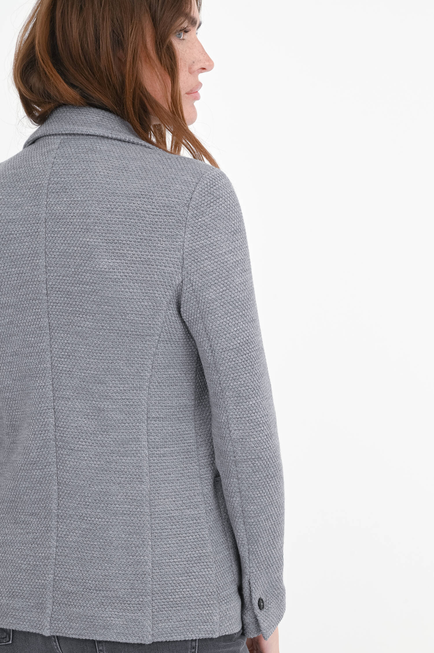 Woll-Blazer mit Struktur in Grey Melange