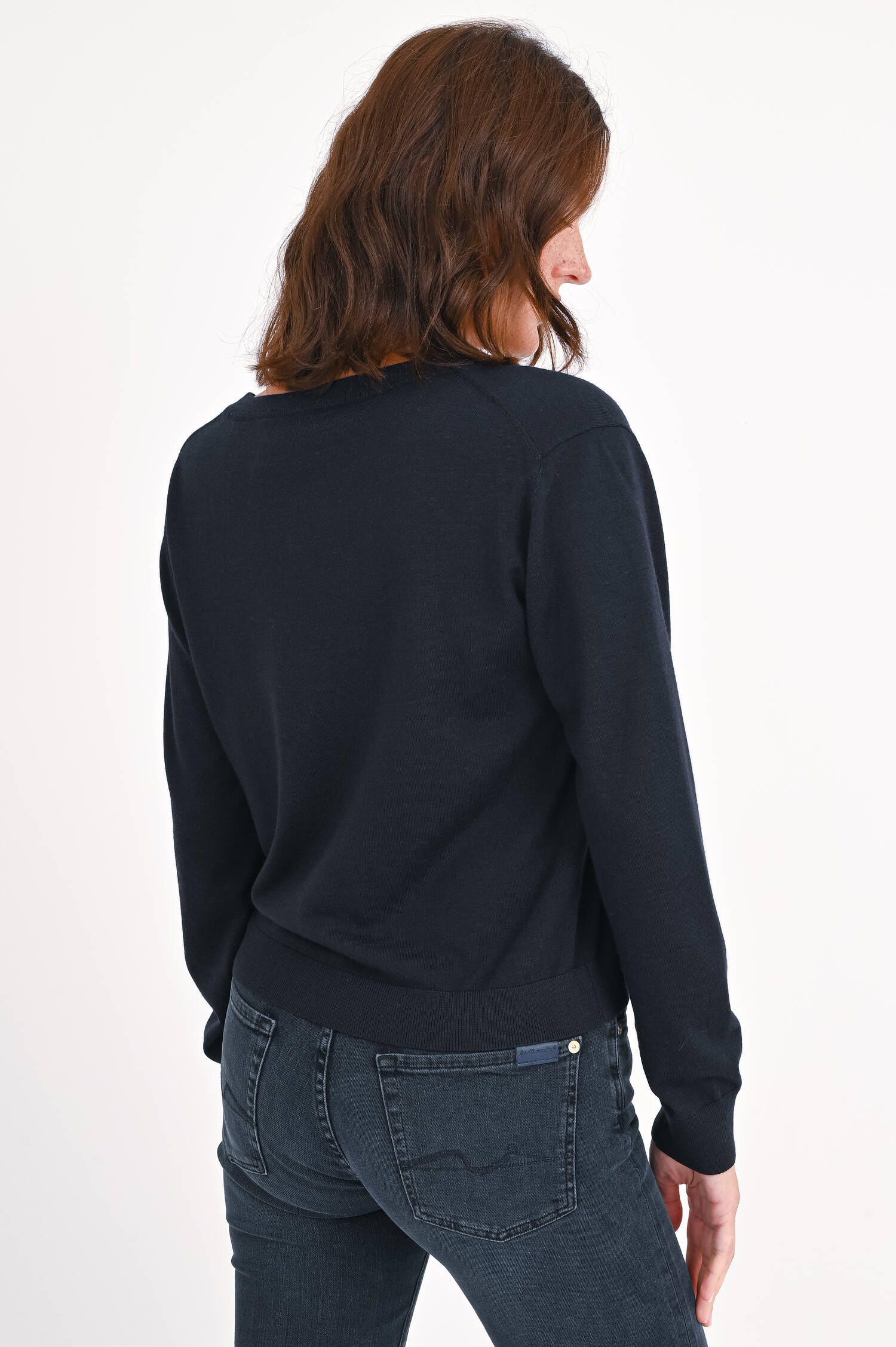 Feinstrick-Pullover in Navy